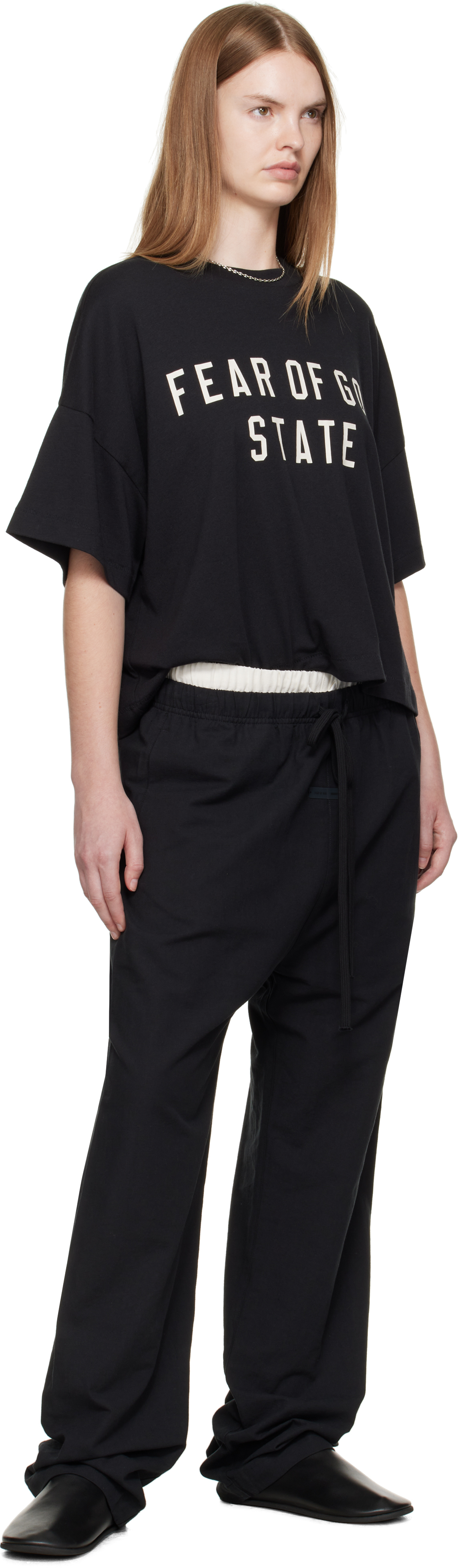 Essentials Black Relaxed Lounge Pants In Black