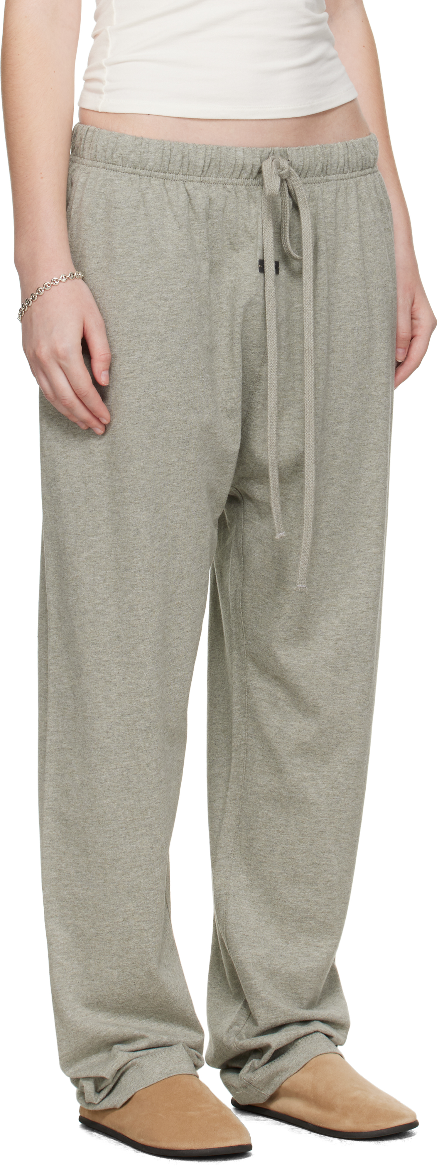 Essentials Gray Relaxed Lounge Pants In Gold