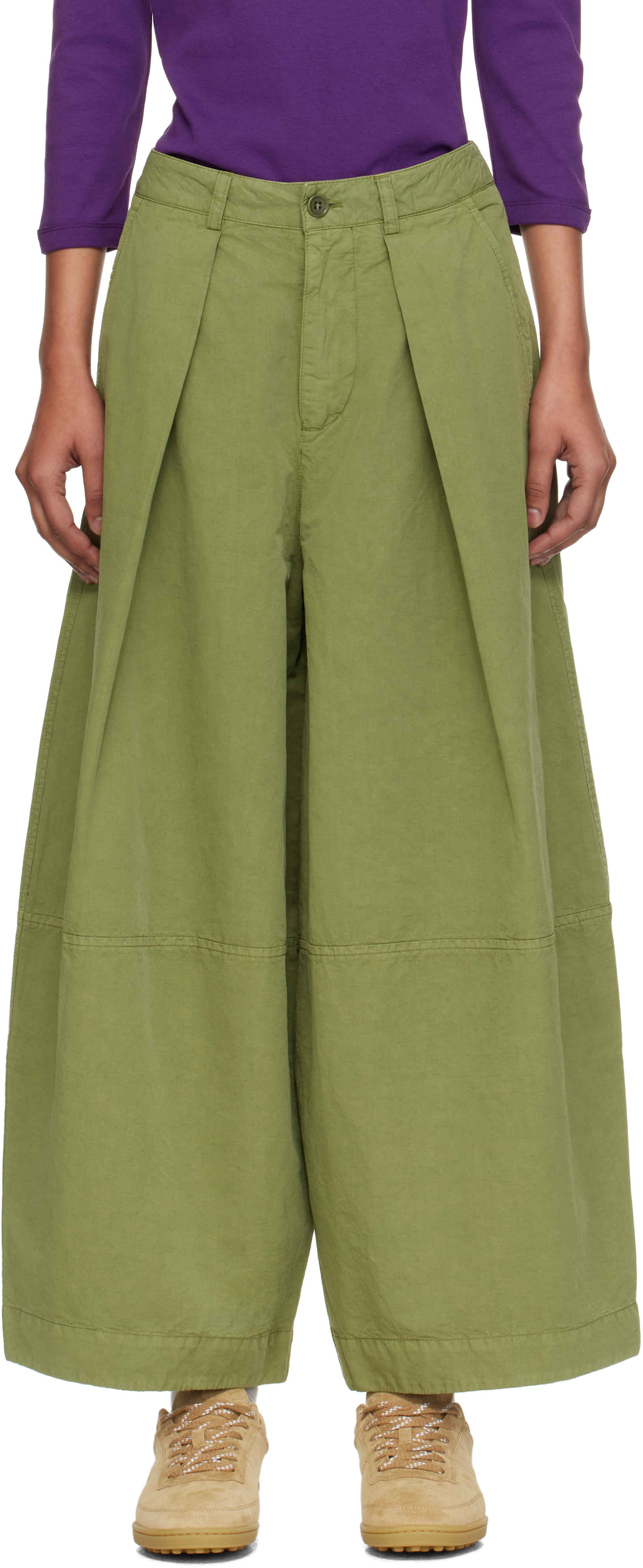 Green Deadbeat Trousers by YMC on Sale