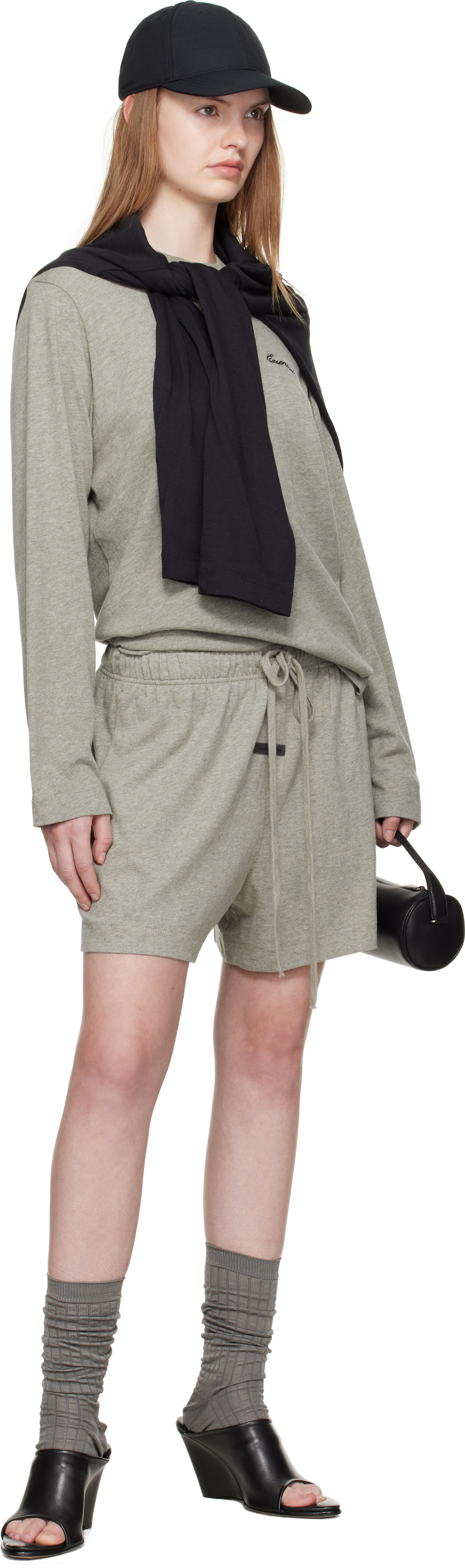 Essentials Gray Soccer Shorts In Gray