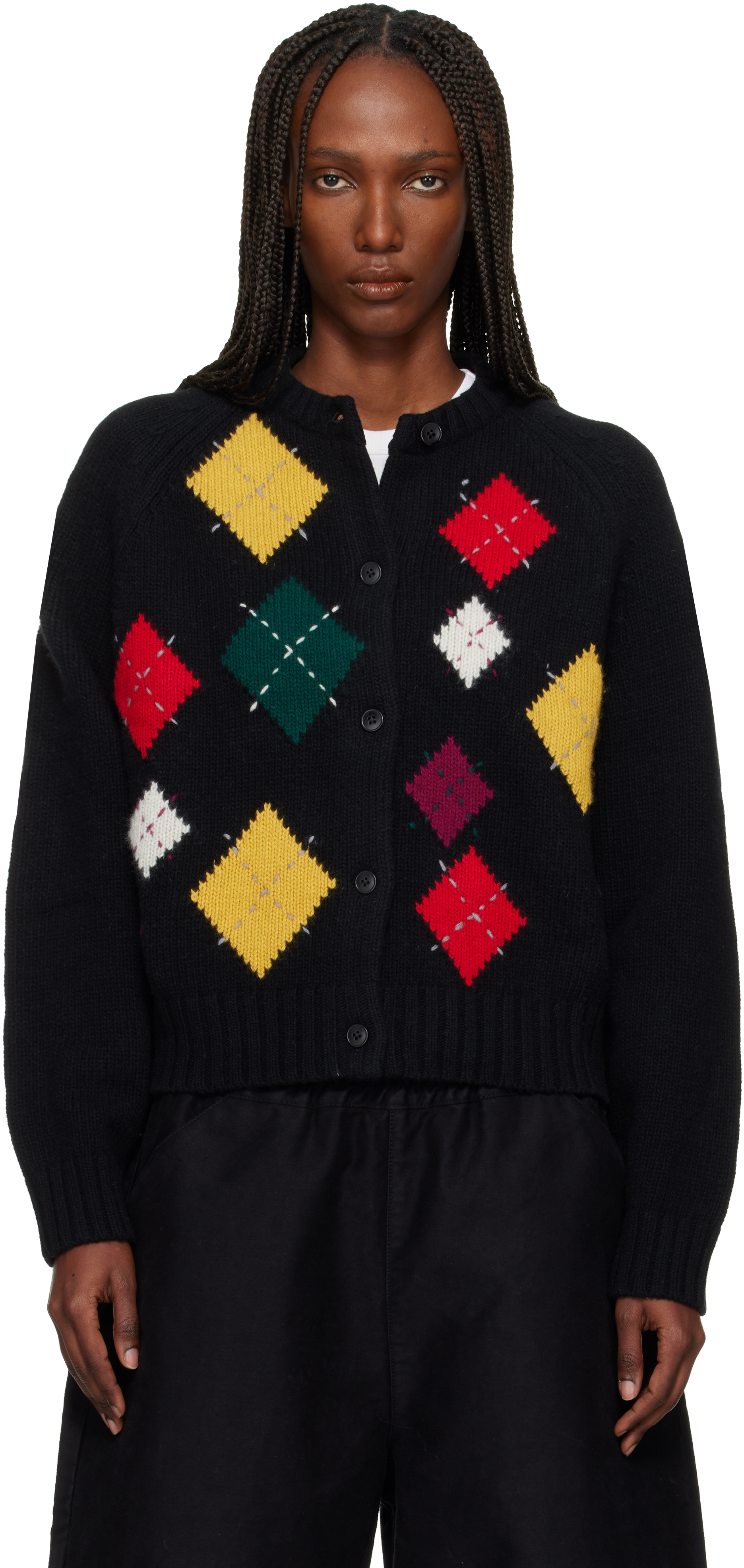 Ymc You Must Create Atomic Argyle Button Cardigan In Multi