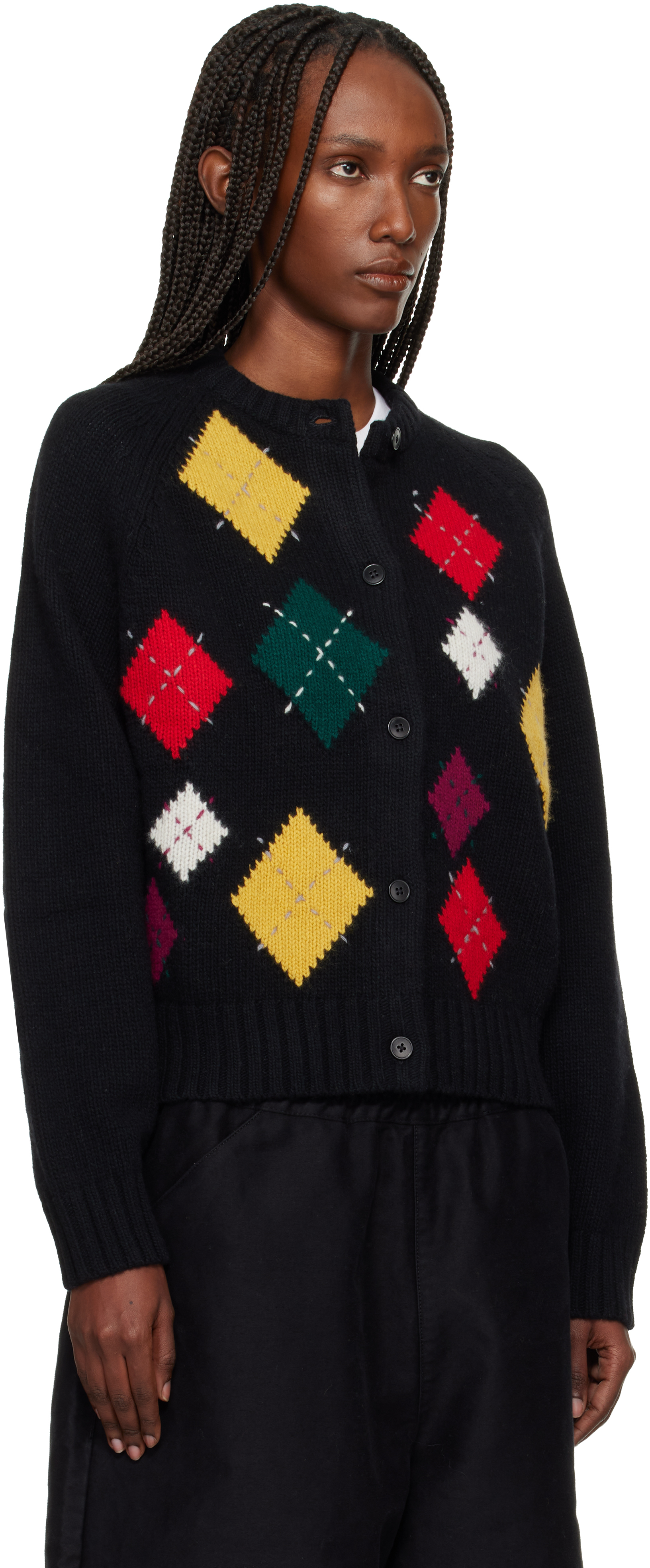 Ymc You Must Create Atomic Argyle Button Cardigan In Multi