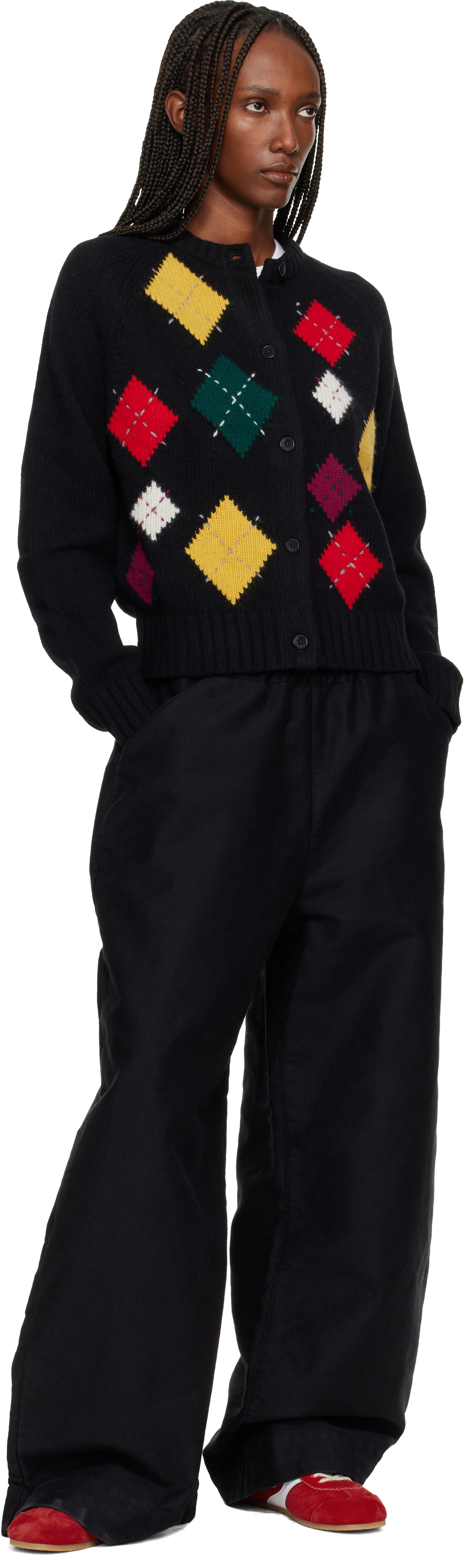 Ymc You Must Create Atomic Argyle Button Cardigan In Multi