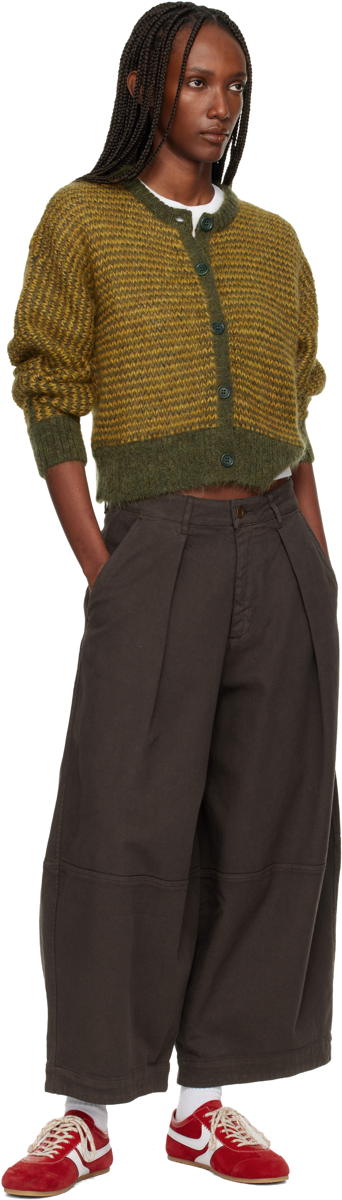 Ymc You Must Create Yellow & Khaki Disorder Cardigan In Green