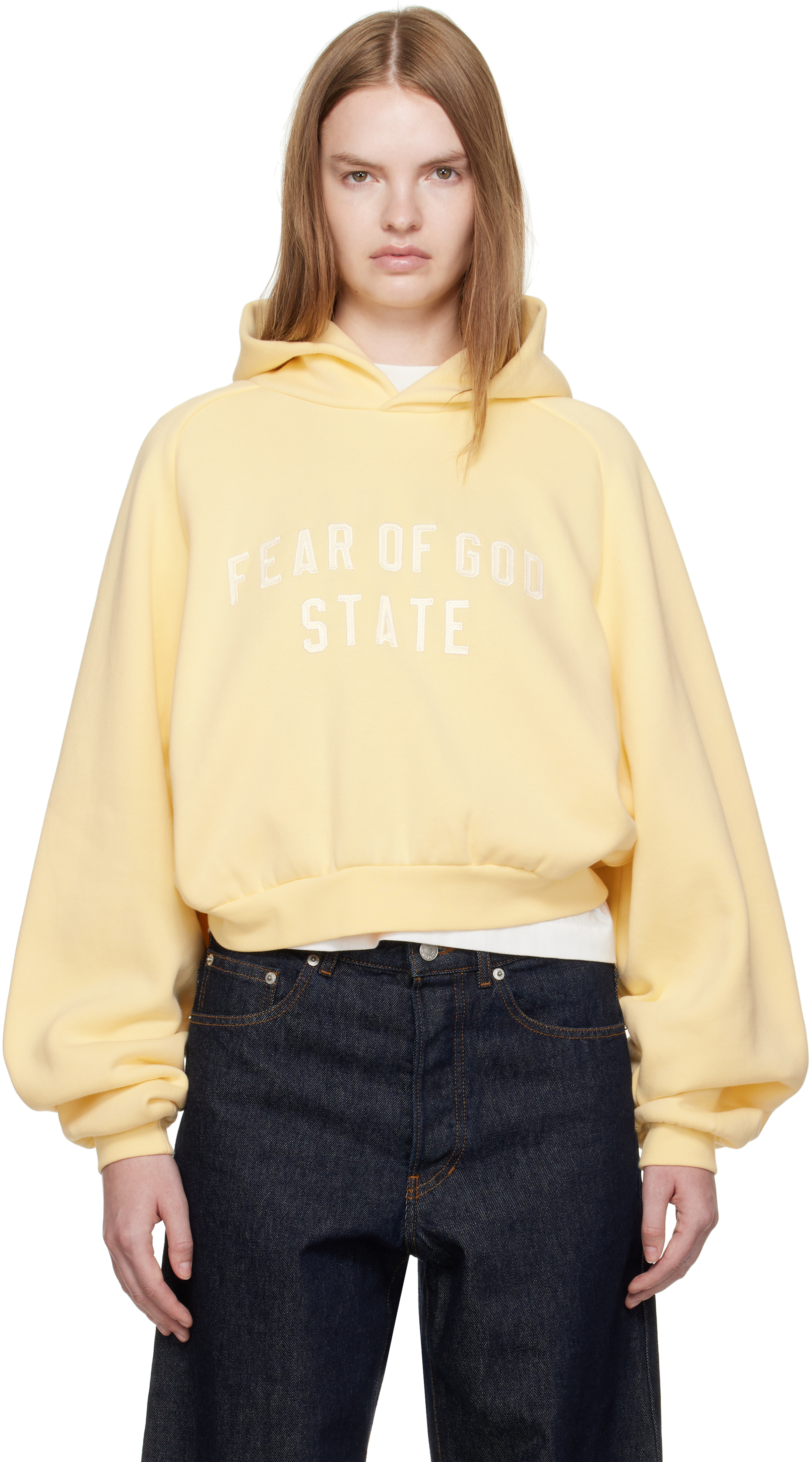 Essentials Yellow Fleece Raglan Hoodie In Yellow