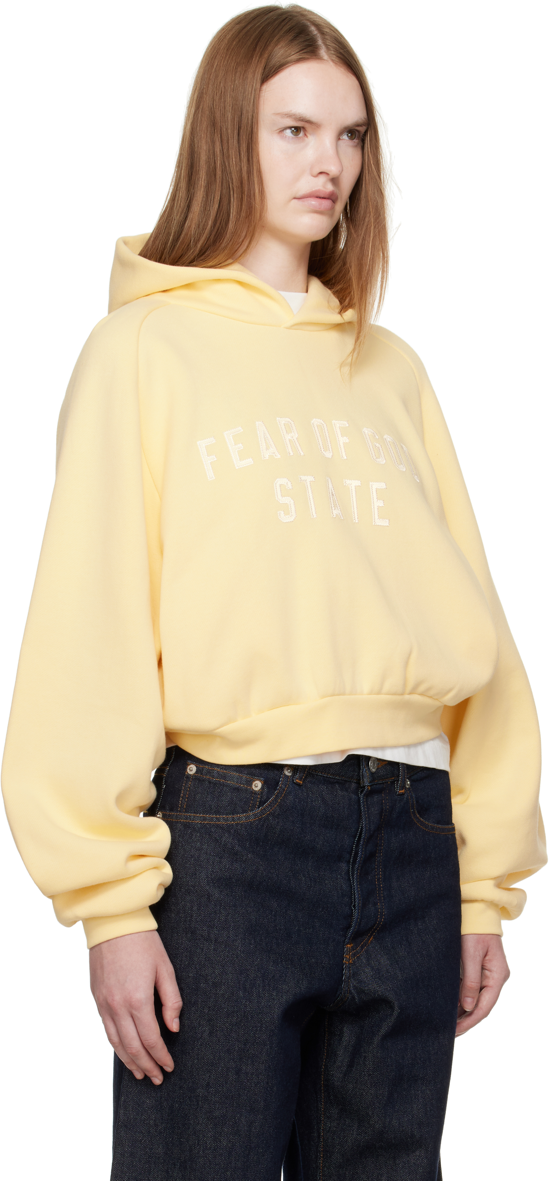 Essentials Yellow Fleece Raglan Hoodie In Yellow