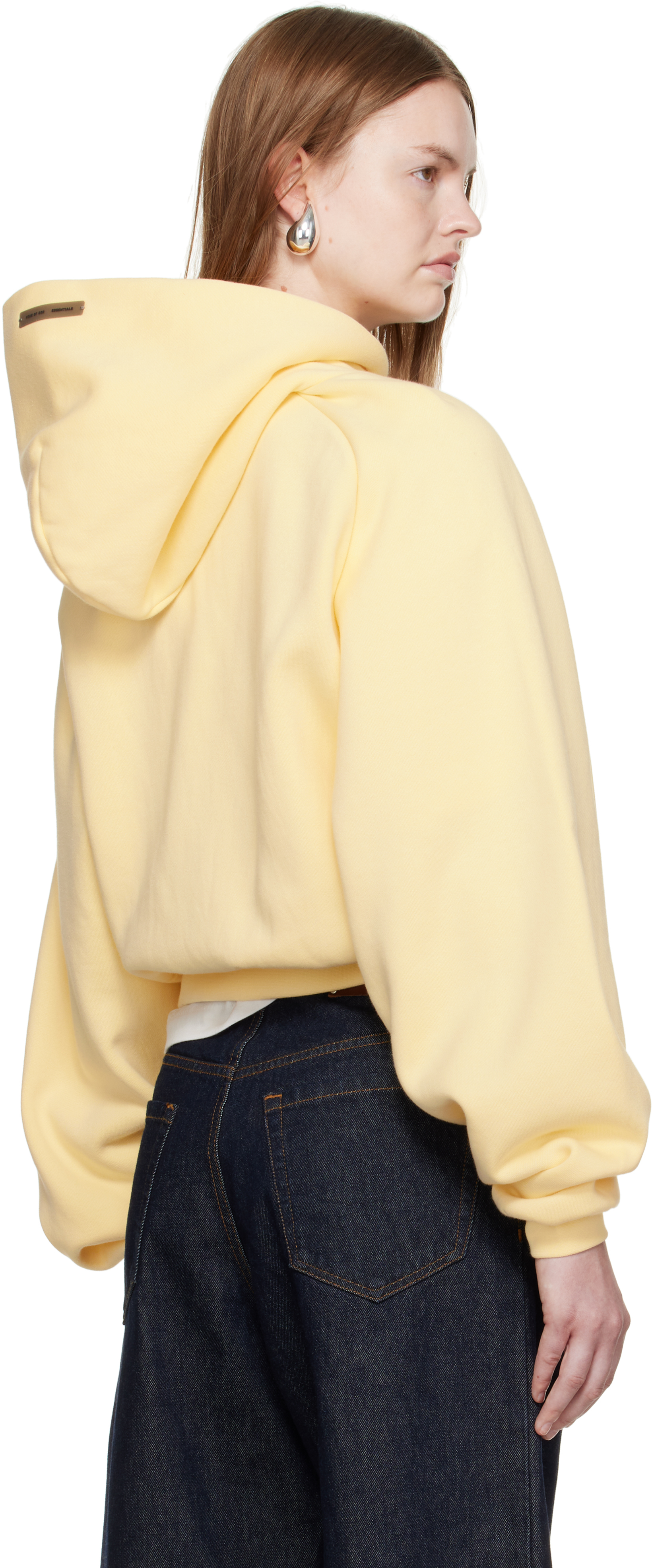 Essentials Yellow Fleece Raglan Hoodie In Yellow