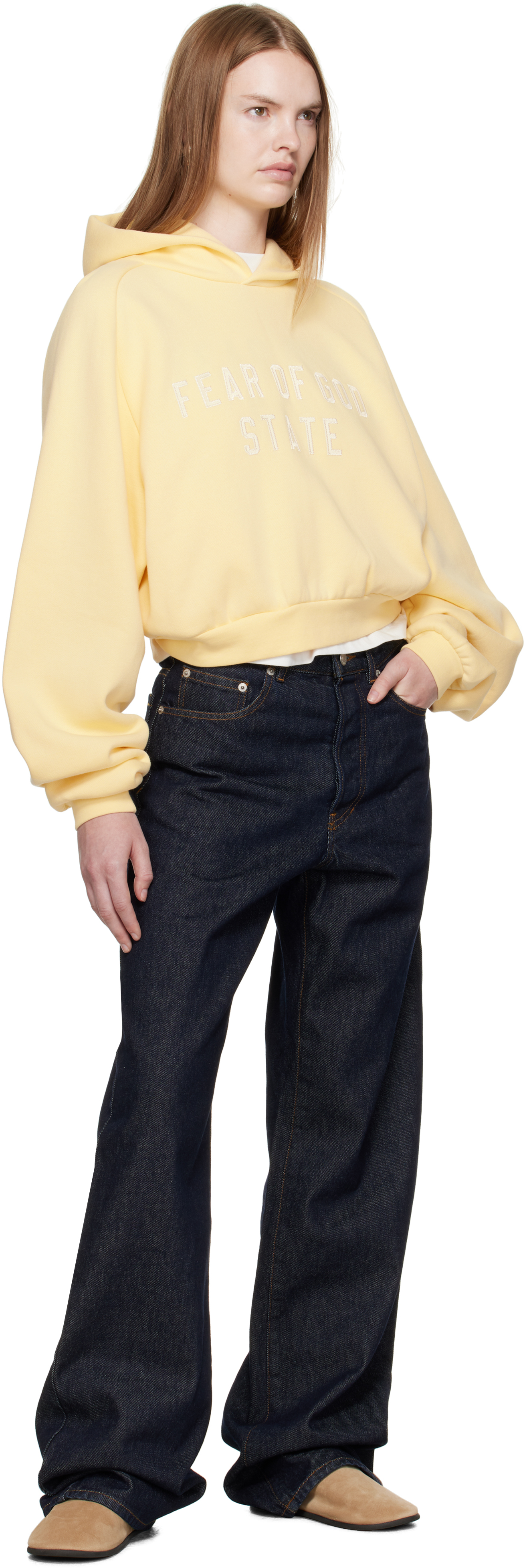 Essentials Yellow Fleece Raglan Hoodie In Yellow