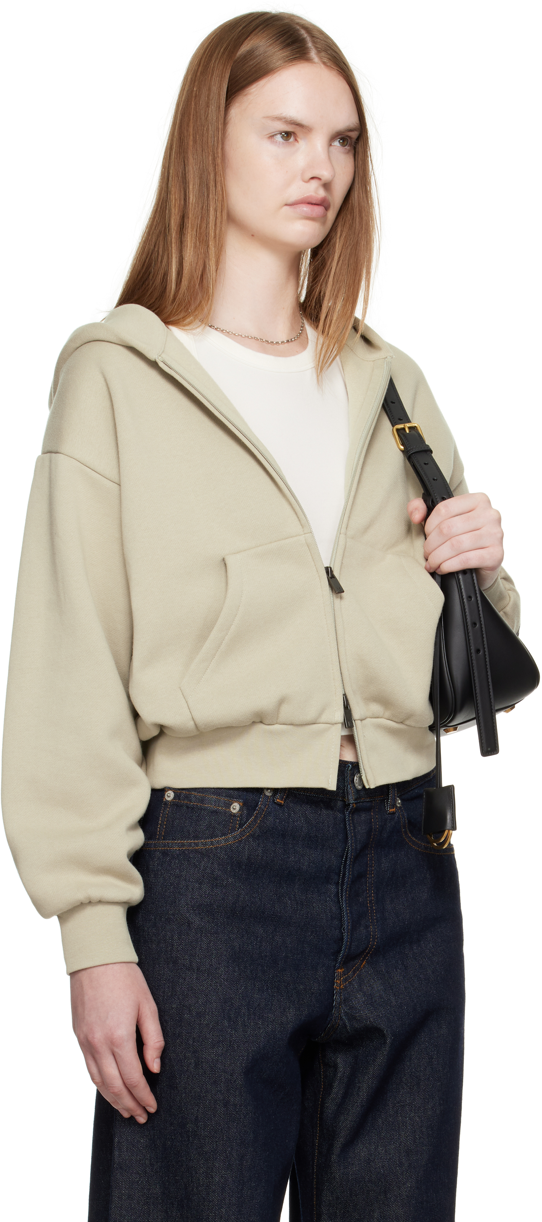 Essentials Taupe Classic Fit Zip-up Hoodie In Gray