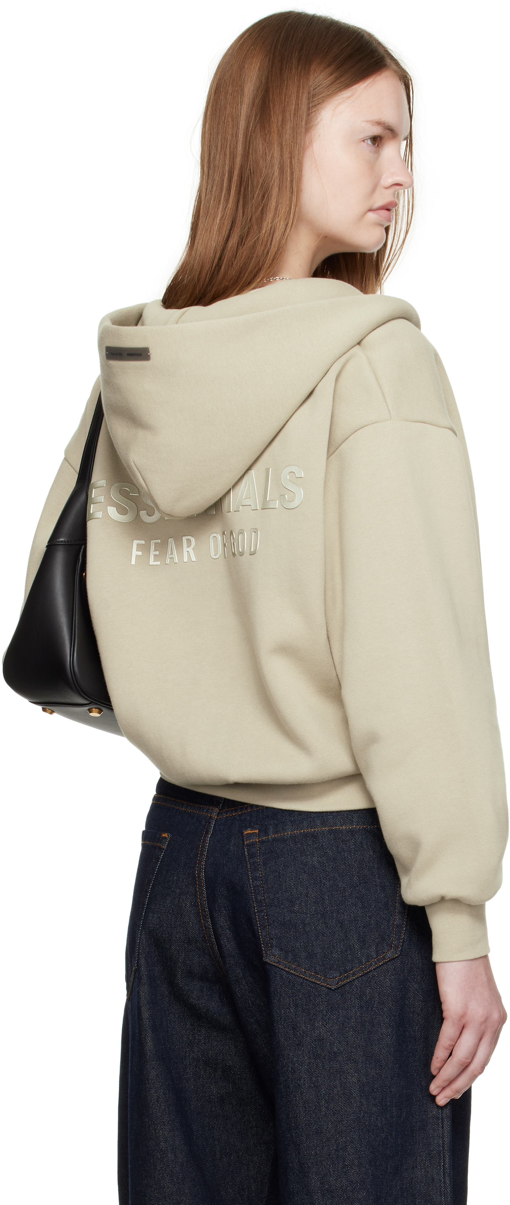Essentials Taupe Classic Fit Zip-up Hoodie In Gray