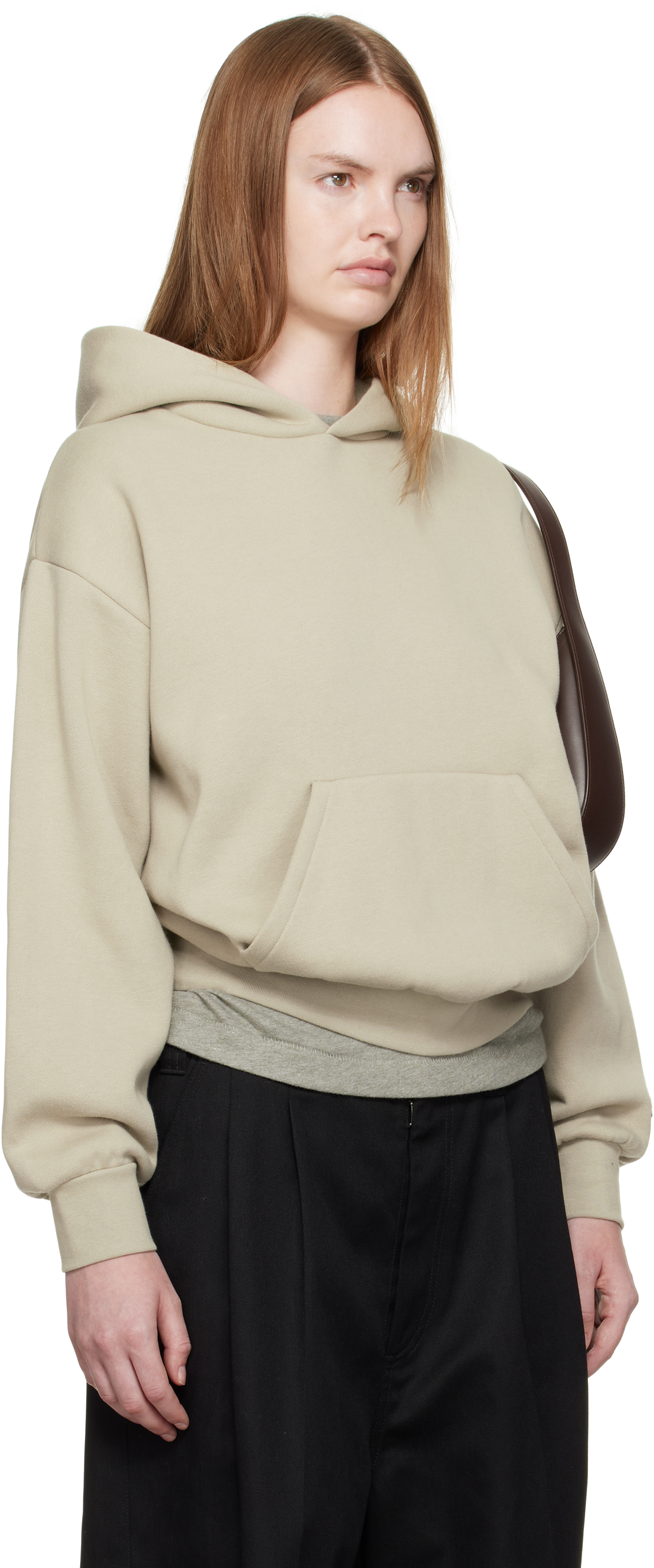 Essentials Womens Abbey Stone Embossed-branding Classic-fit Cotton-blend Hoody Xs In Gray