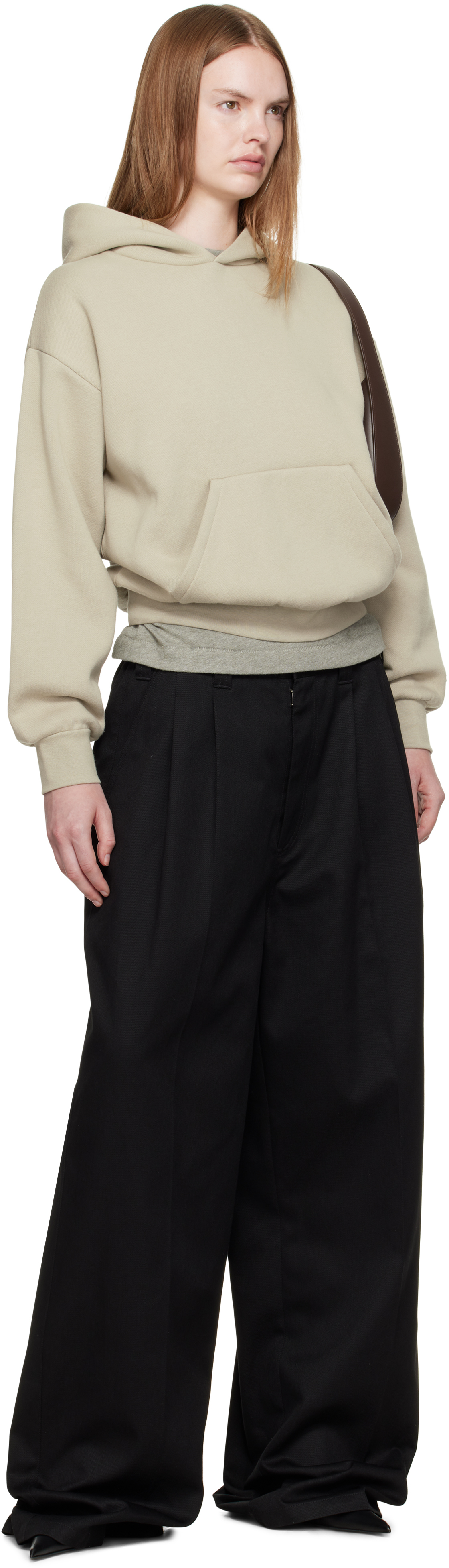 Essentials Womens Abbey Stone Embossed-branding Classic-fit Cotton-blend Hoody Xs In Gray