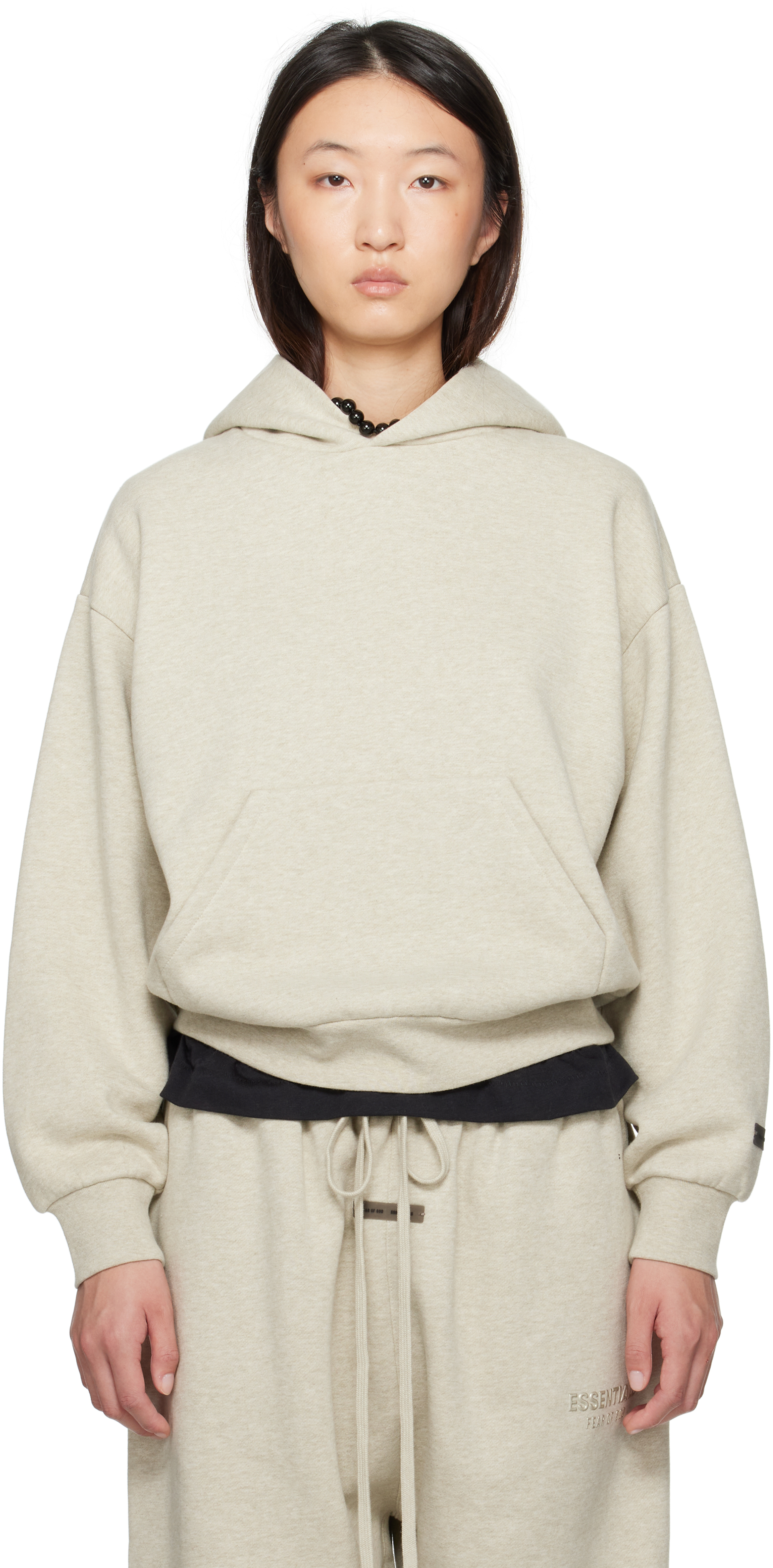 Beige Classic Fit Hoodie
