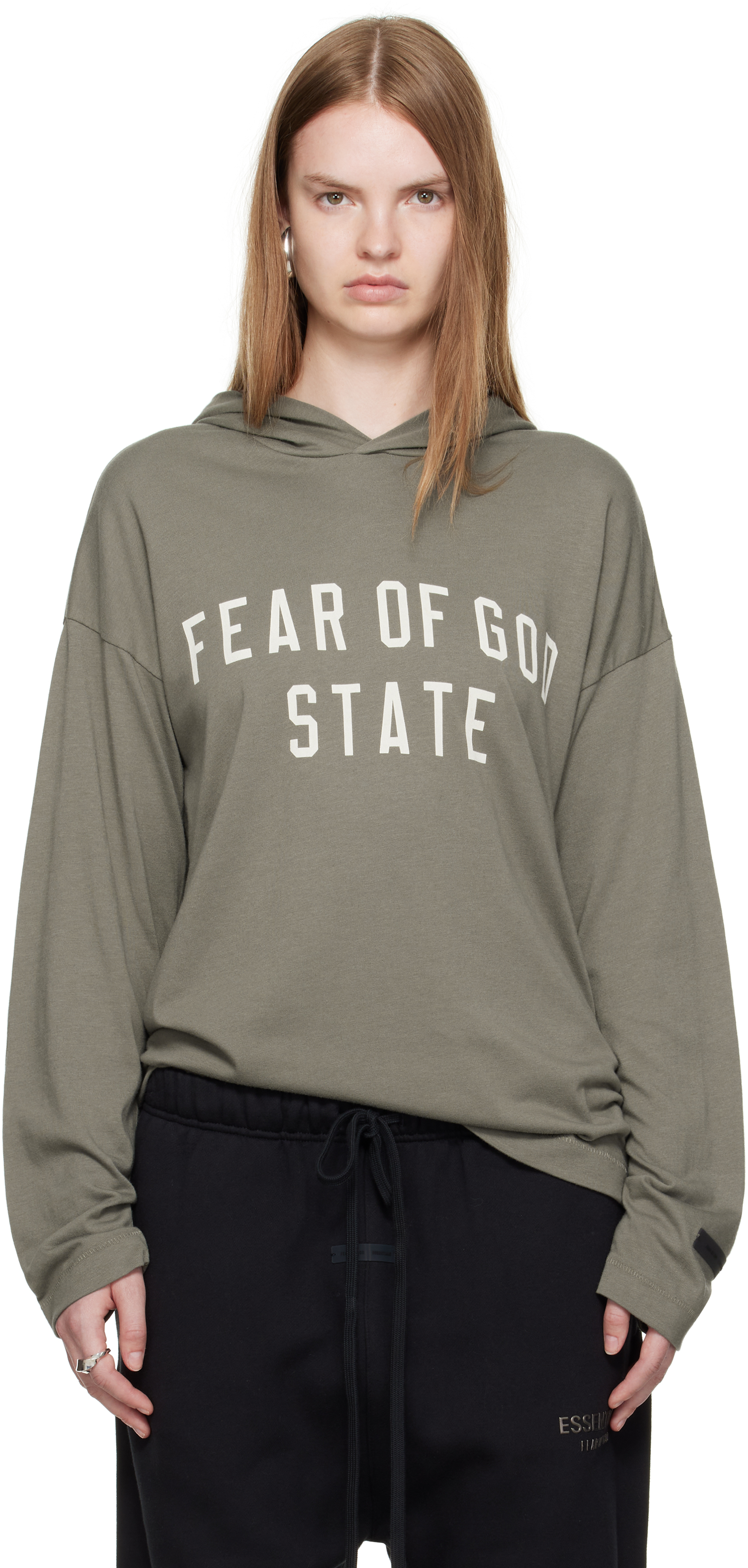 Fear of God ESSENTIALS: Gray Long Sleeve Hoodie | SSENSE Canada