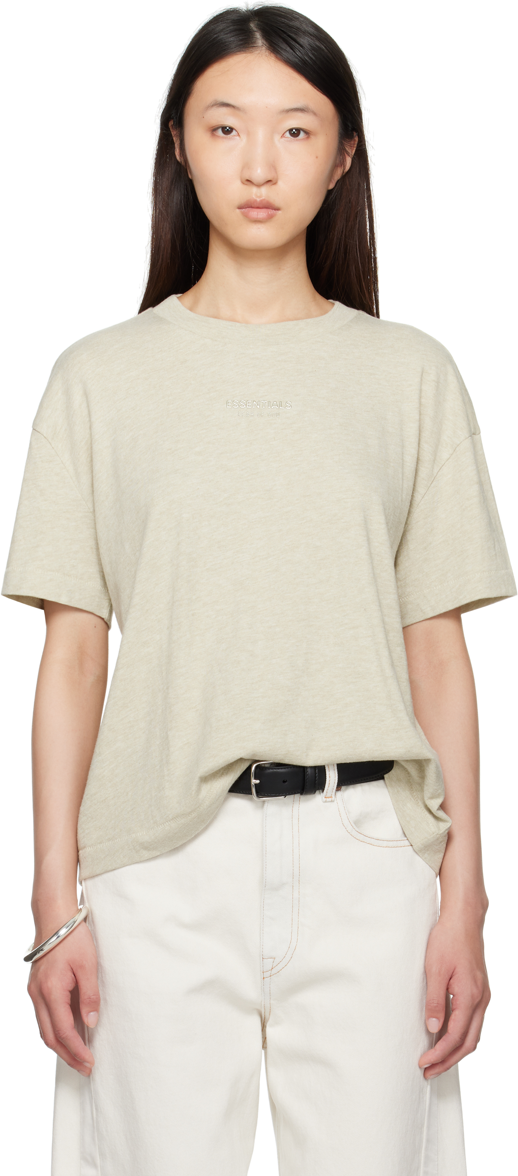 Fear of God ESSENTIALS: Beige Classic Fit T-shirt SSENSE Canada