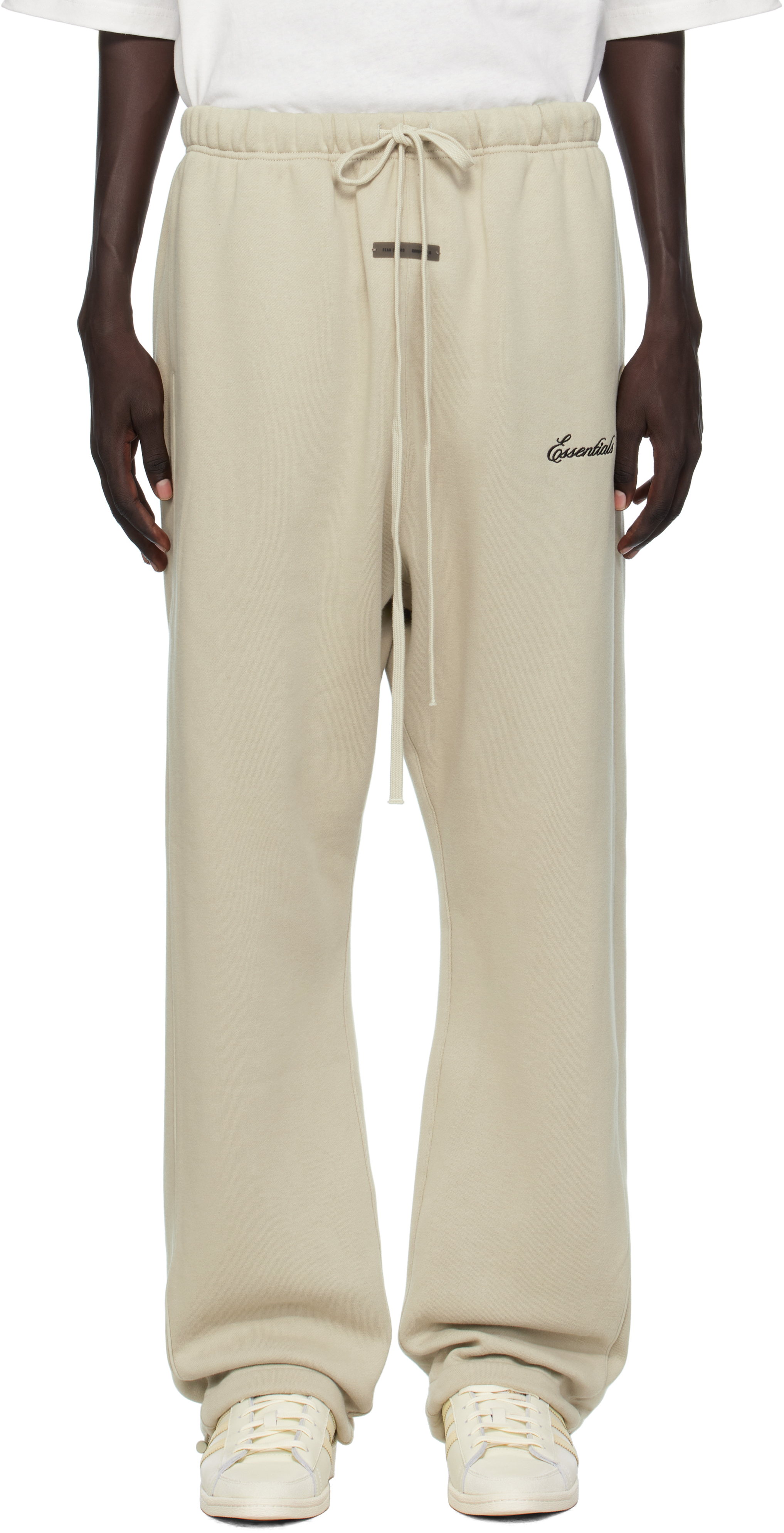 Essentials Taupe Relaxed Fleece Piping Sweatpants In Neutral