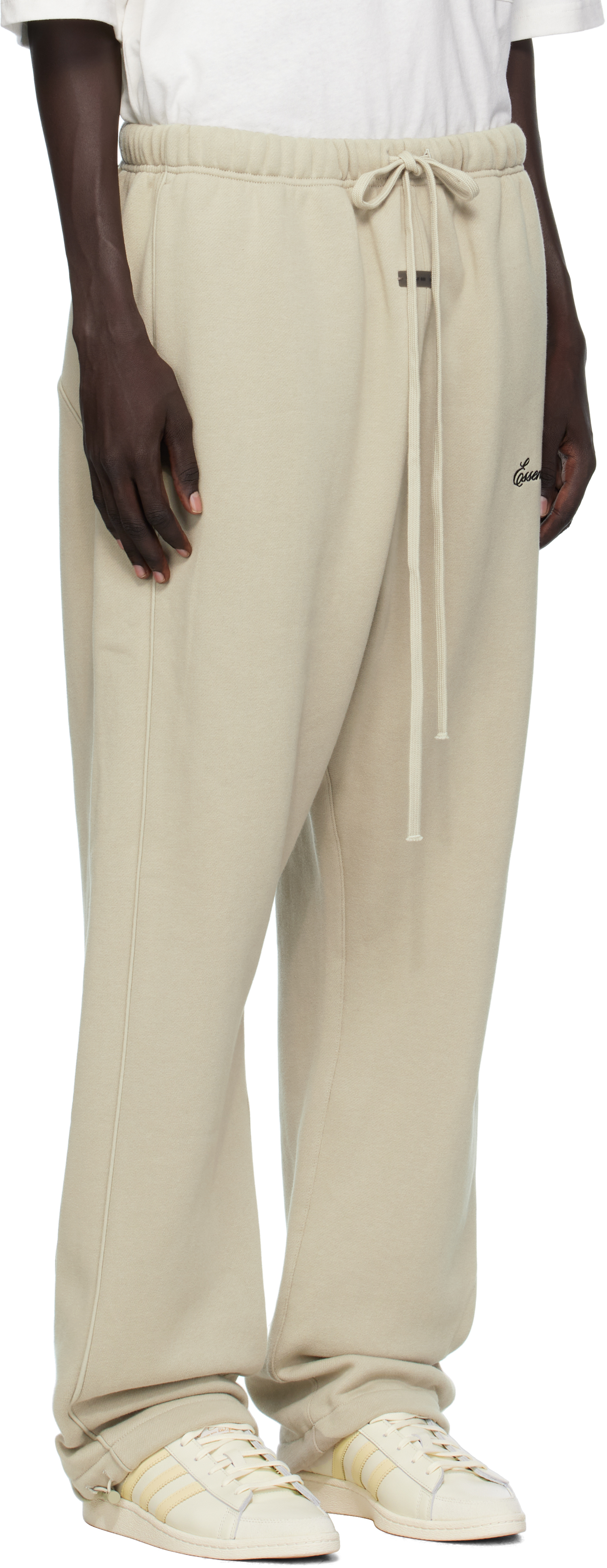 Essentials Taupe Relaxed Fleece Piping Sweatpants In Neutral
