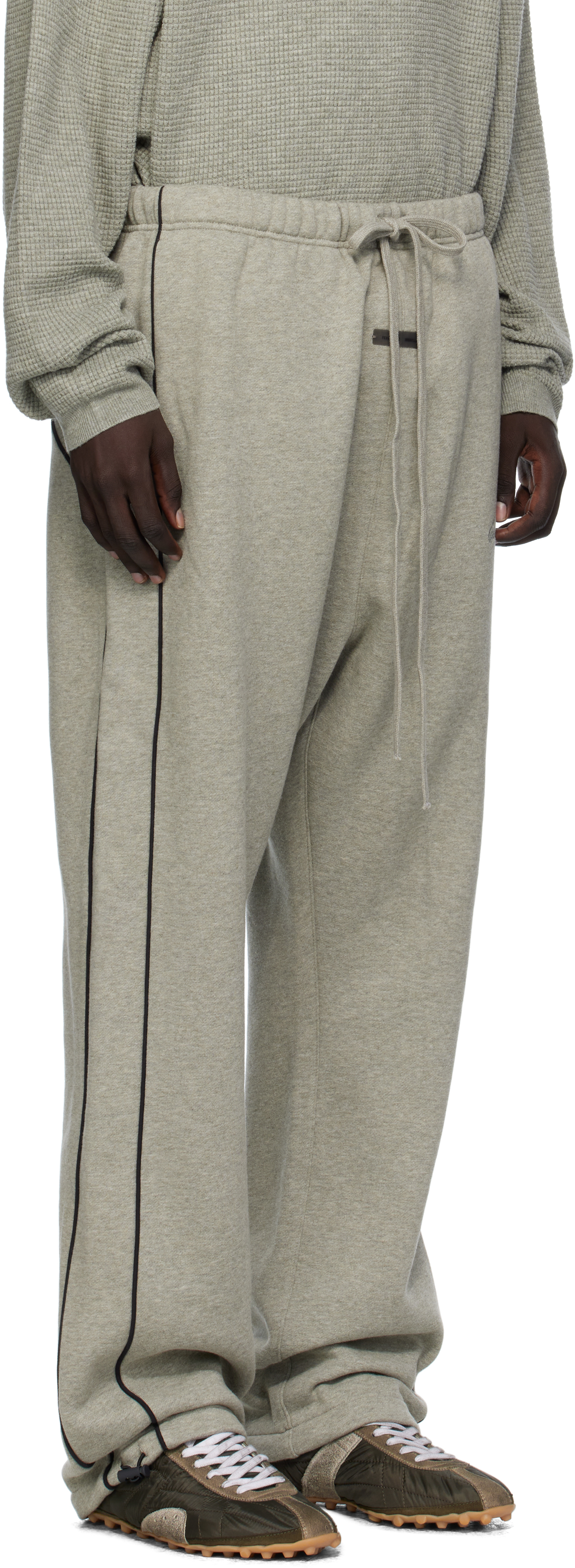 Essentials Gray Relaxed Fleece Piping Sweatpants In Gray