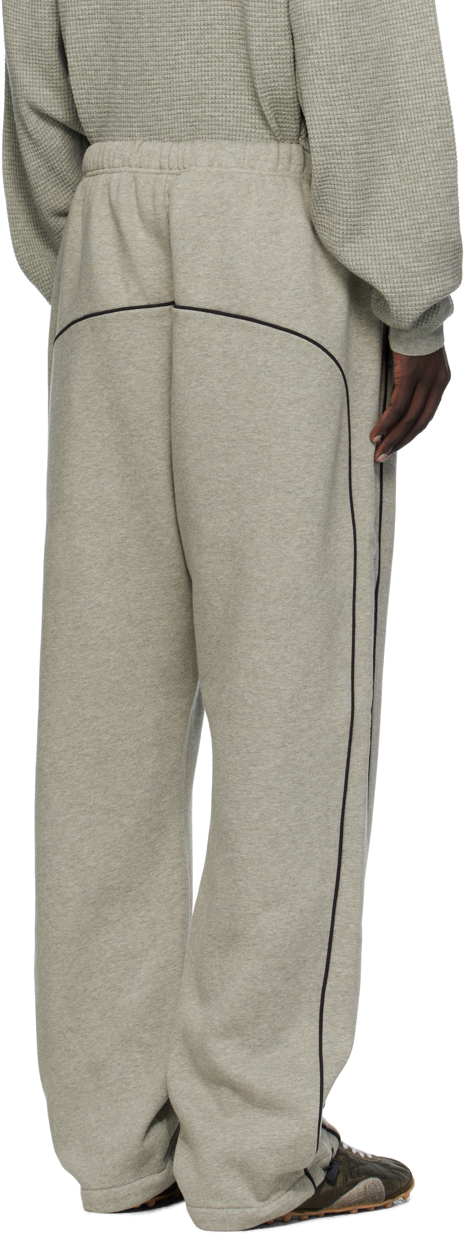Essentials Gray Relaxed Fleece Piping Sweatpants In Gray