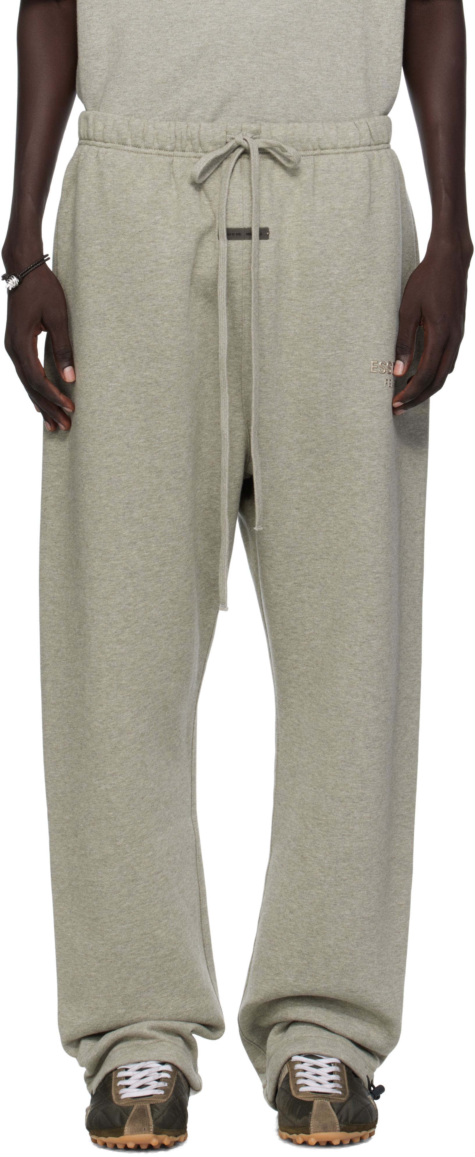 Essentials Gray Relaxed Fleece Piping Sweatpants In Gray