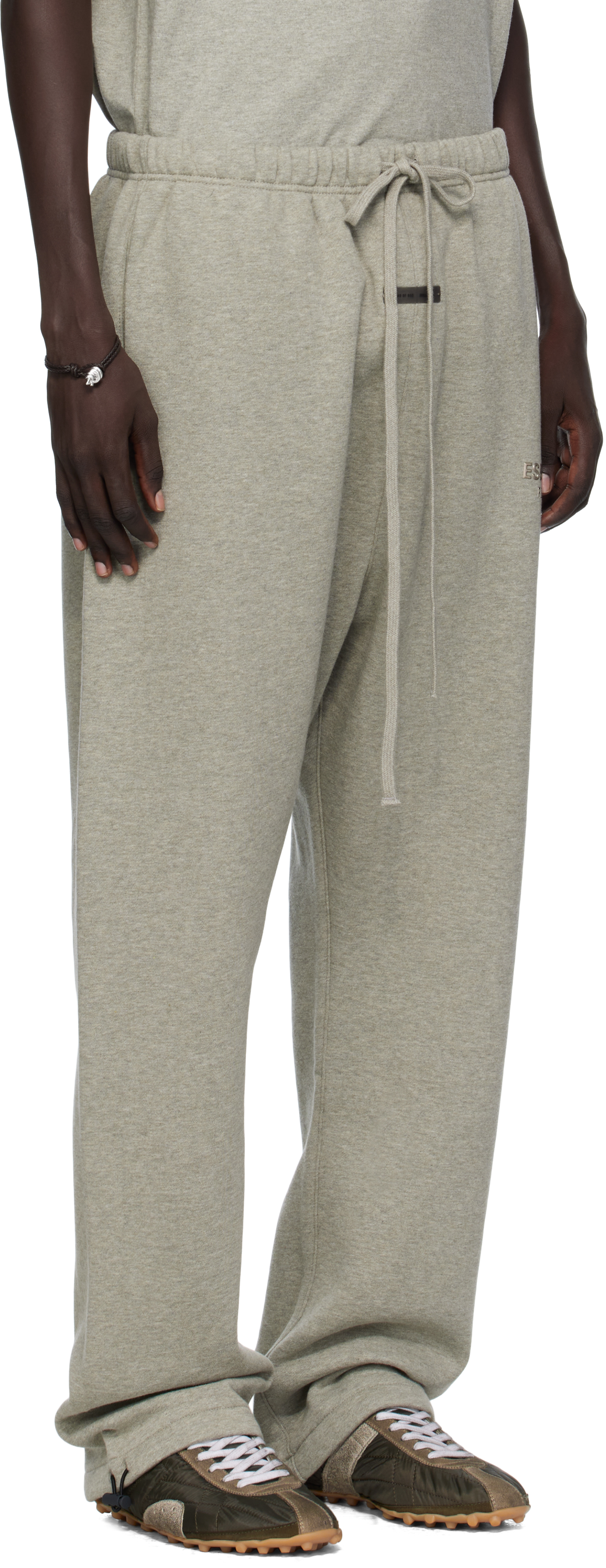 Essentials Gray Relaxed Fleece Piping Sweatpants In Gray