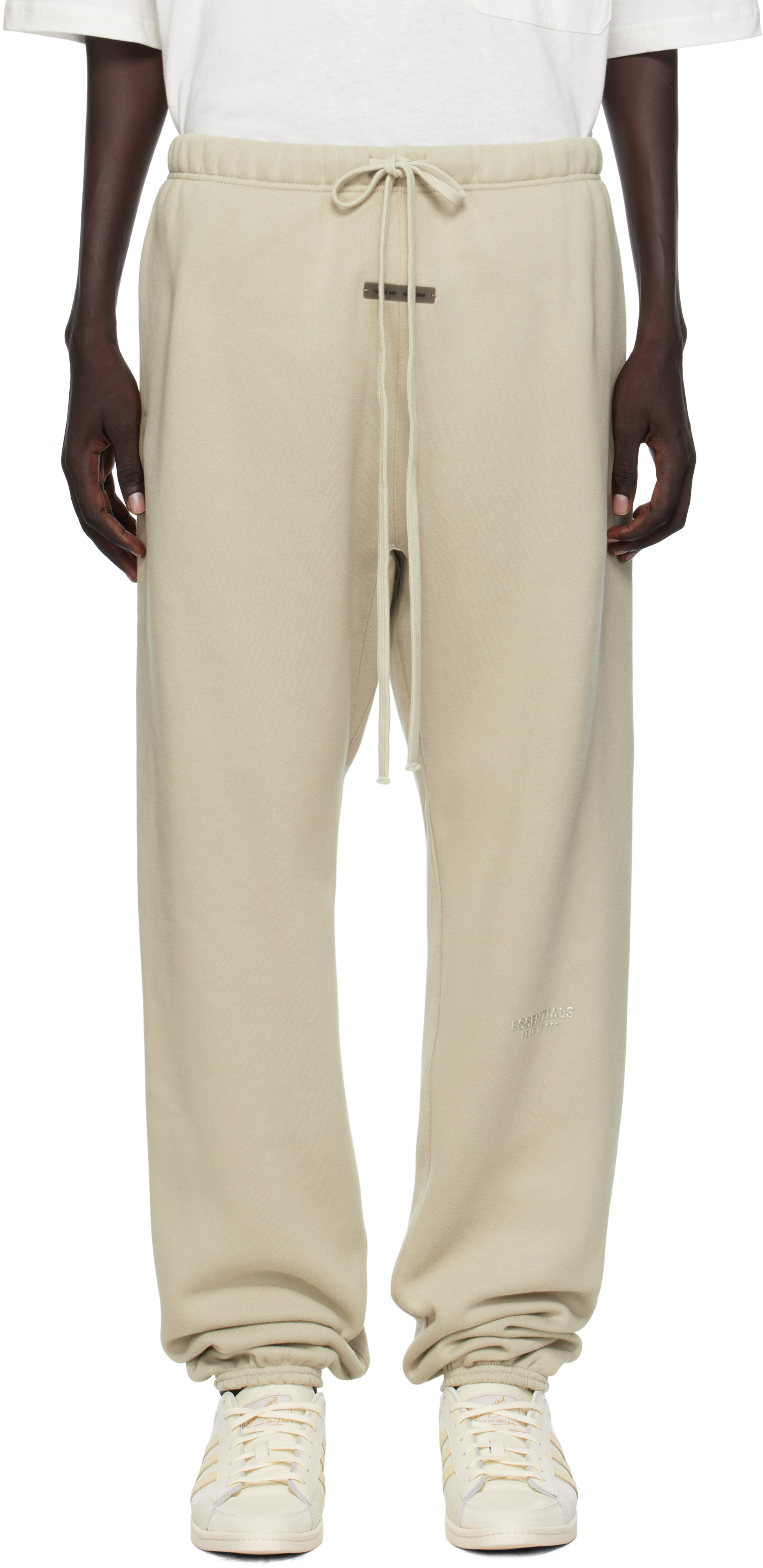 Essentials Taupe Relaxed Fleece Piping Sweatpants In Neutral