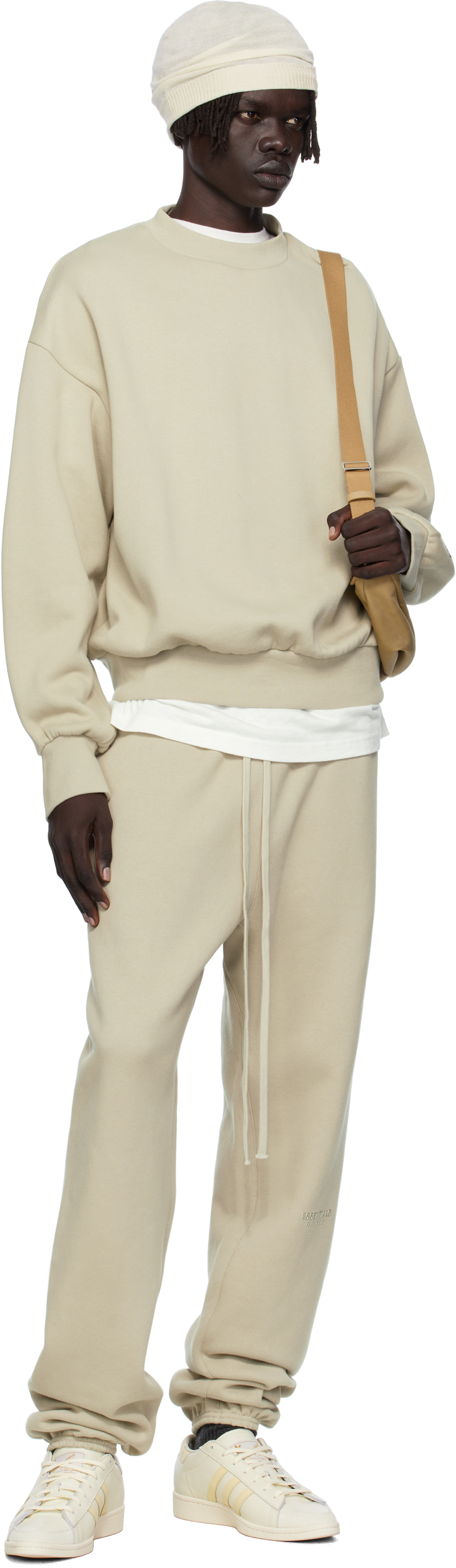 Essentials Taupe Relaxed Fleece Piping Sweatpants In Neutral