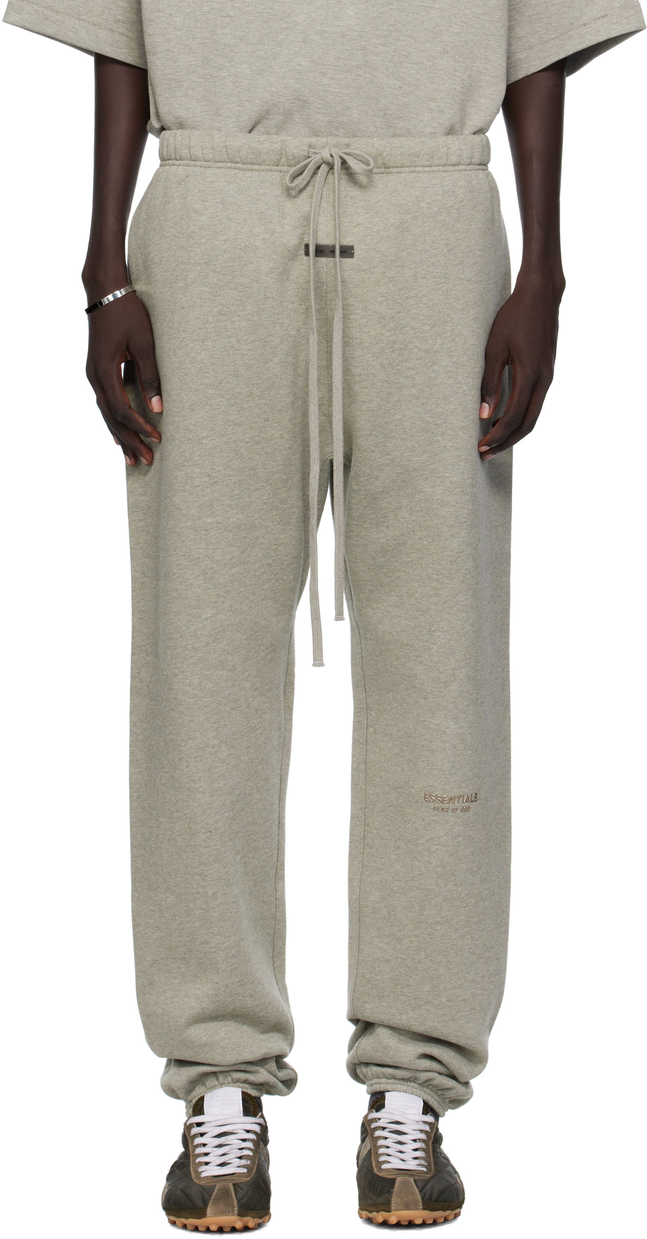 Essentials Gray Relaxed Fleece Piping Sweatpants In Gray