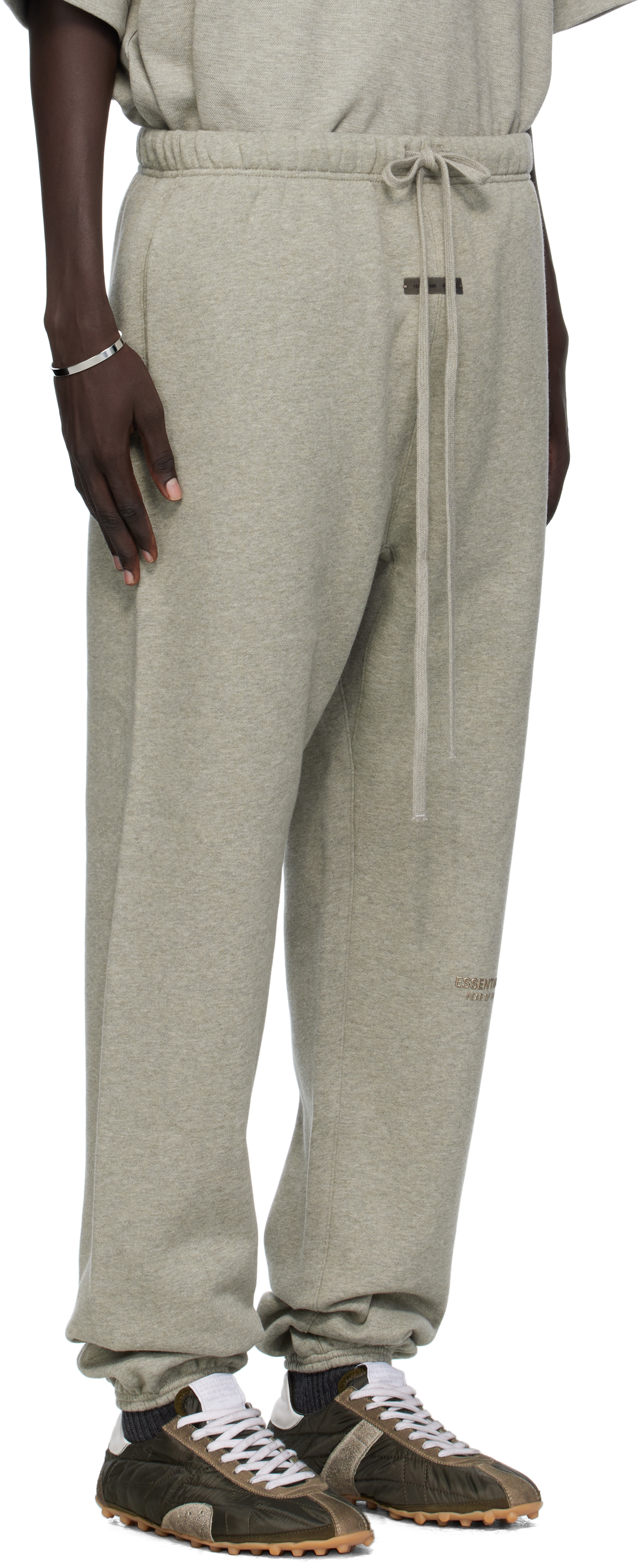 Essentials Gray Relaxed Fleece Piping Sweatpants In Gray