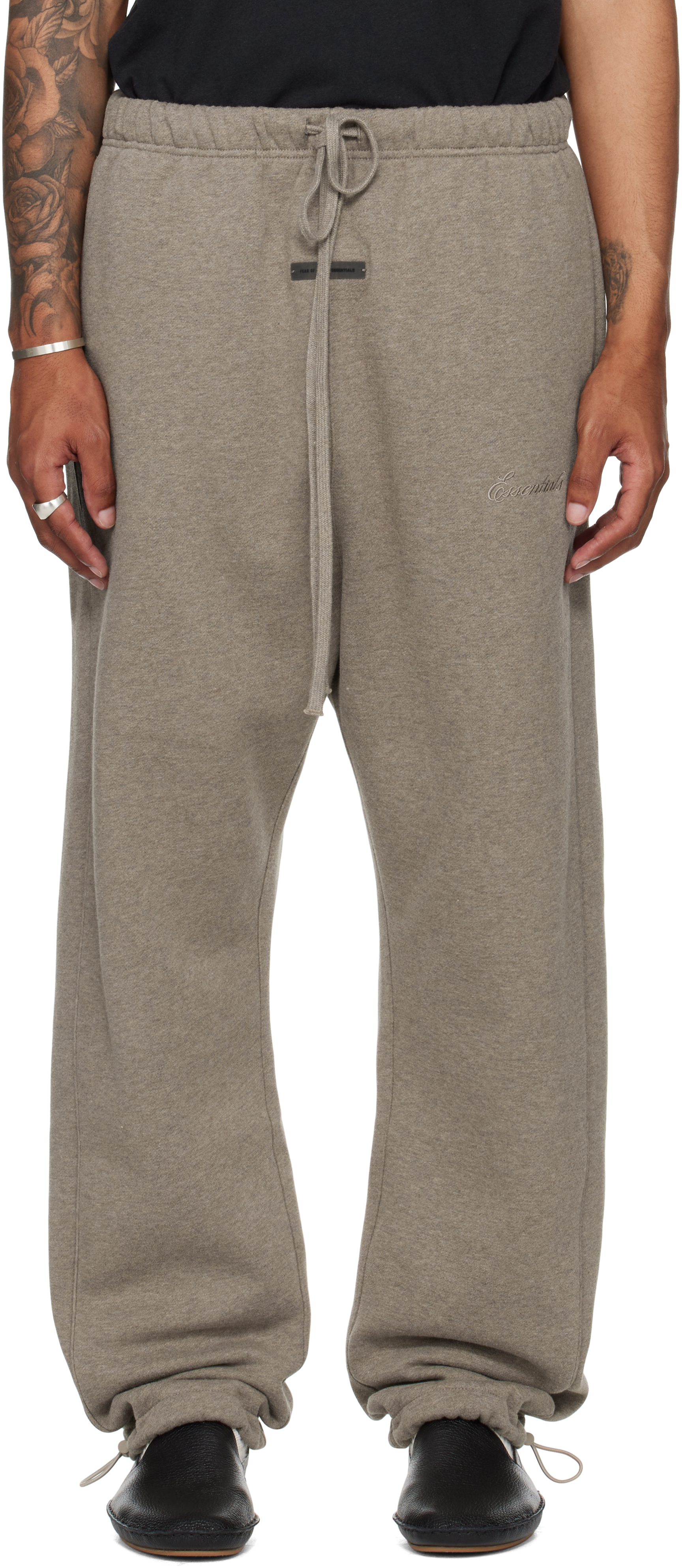 Brown Relaxed Fleece Piping Sweatpants