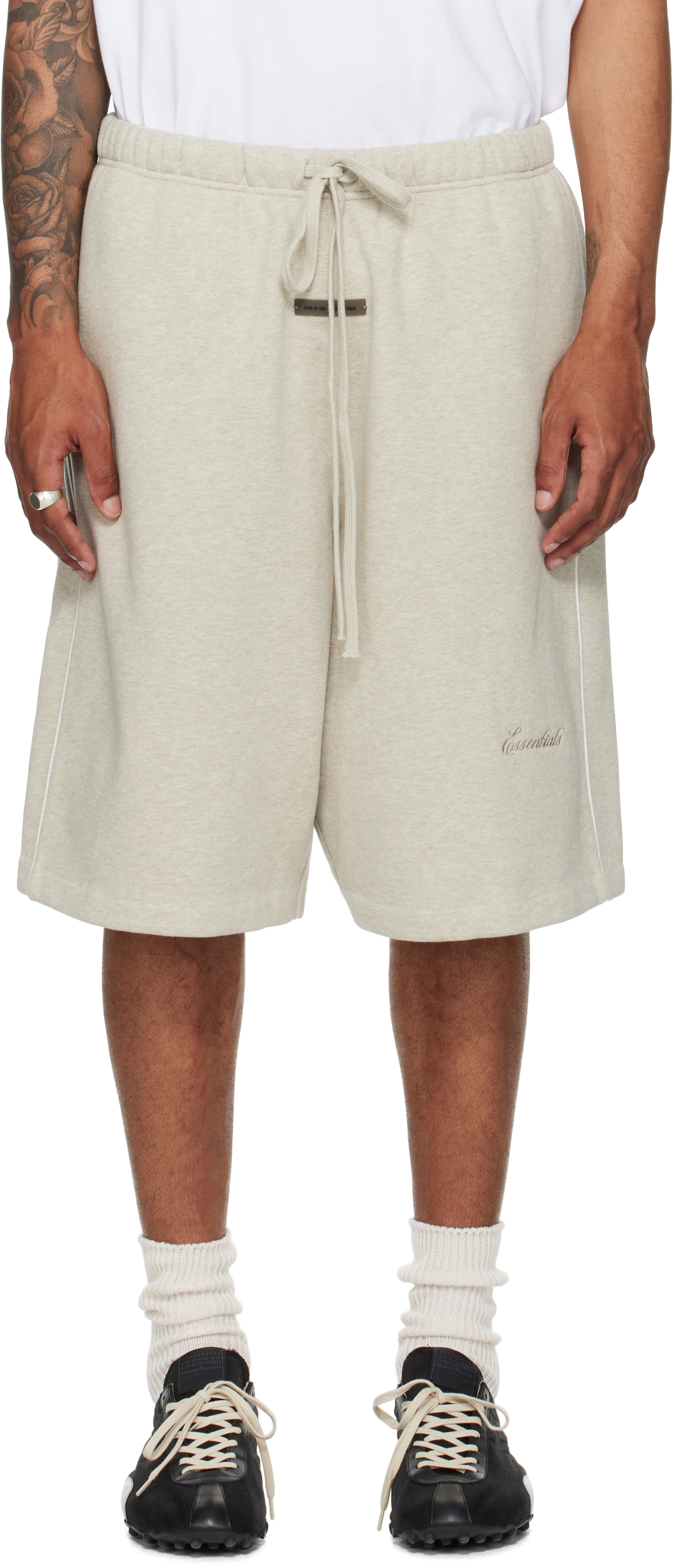 Beige Basketball Fleece Shorts
