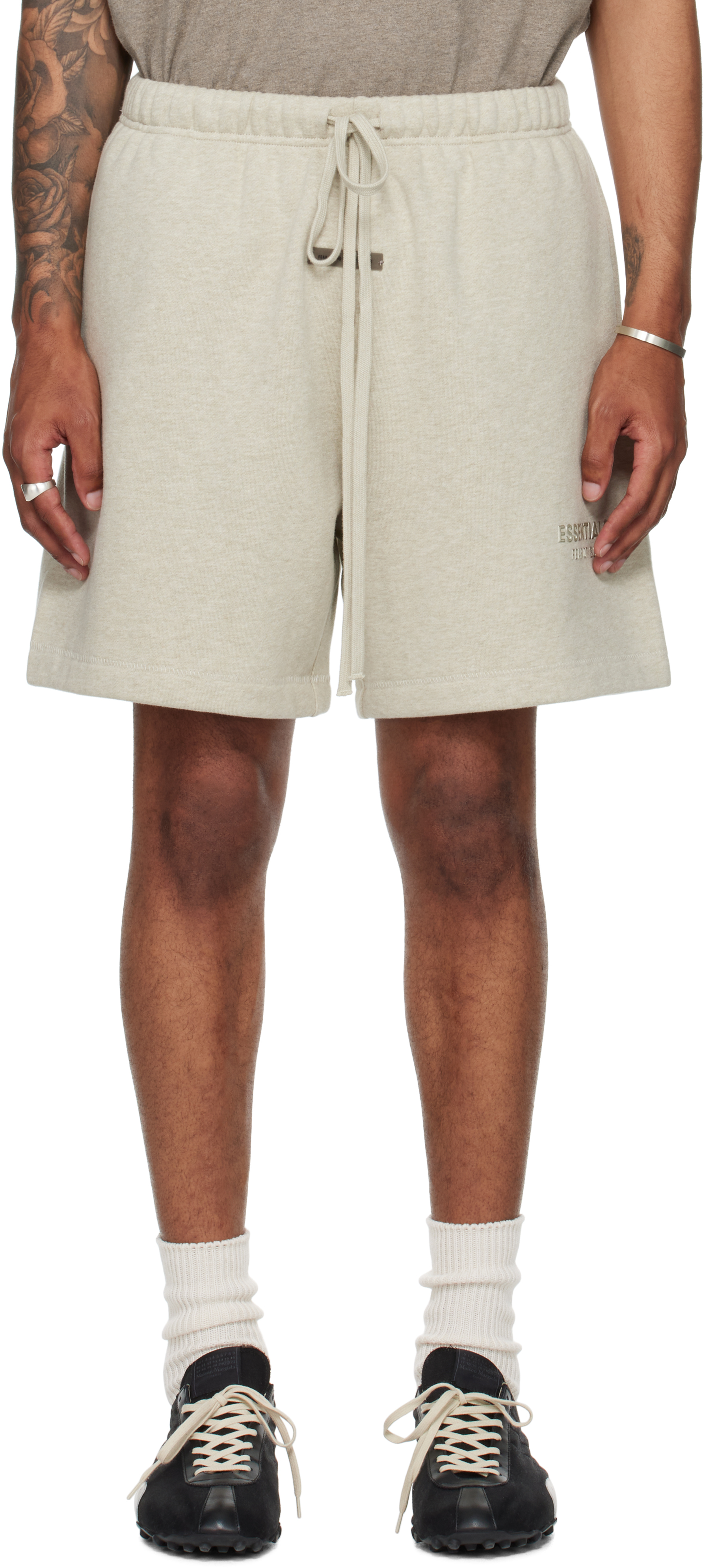 Beige Soccer Fleece Shorts