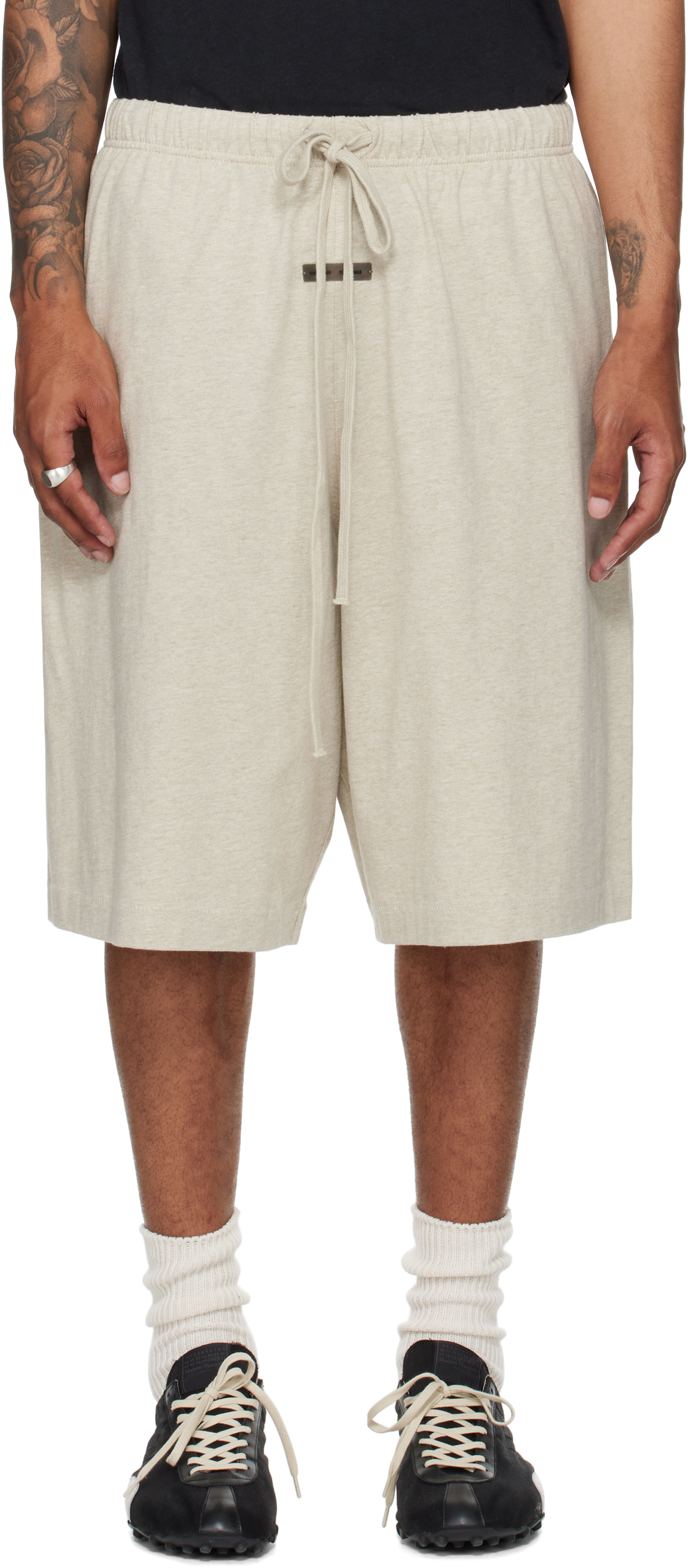 Beige Basketball Jersey Shorts