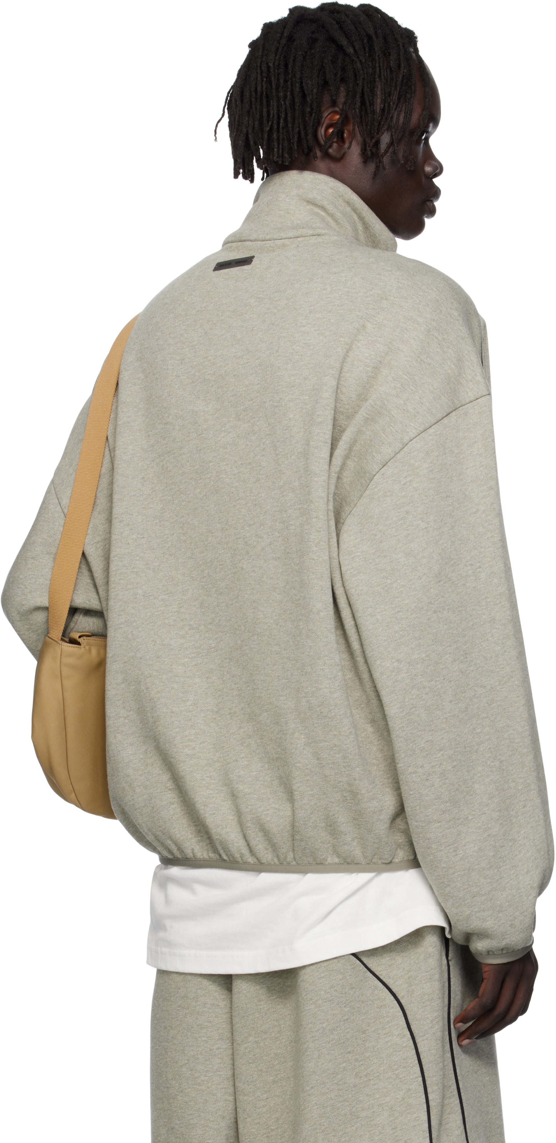 Essentials Gray Modern Fit Fleece Track Jacket In Gray