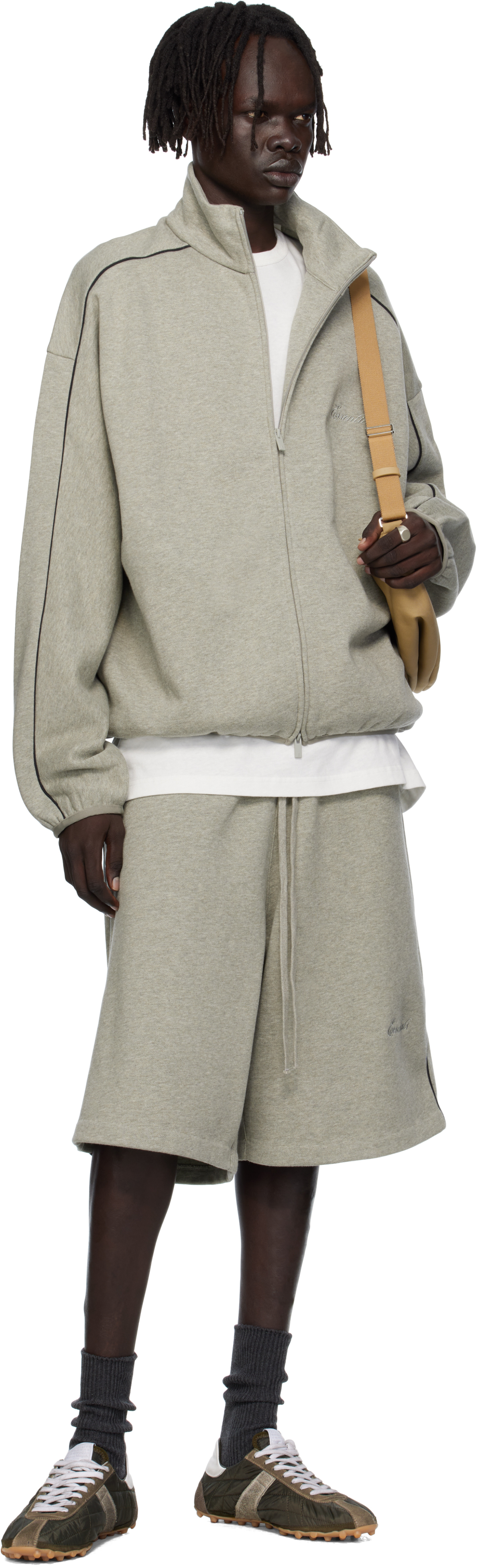 Essentials Gray Modern Fit Fleece Track Jacket In Gray