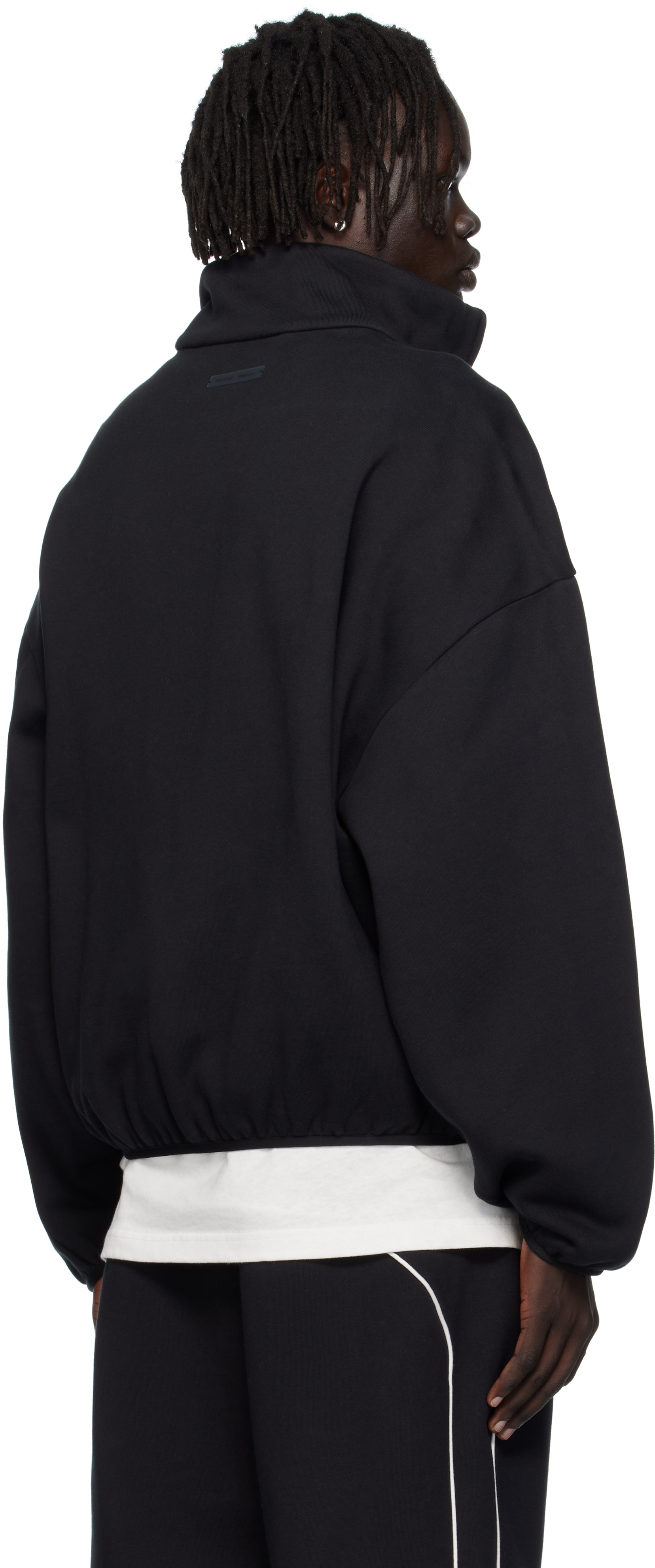 Essentials Black Modern Fit Fleece Track Jacket In Black