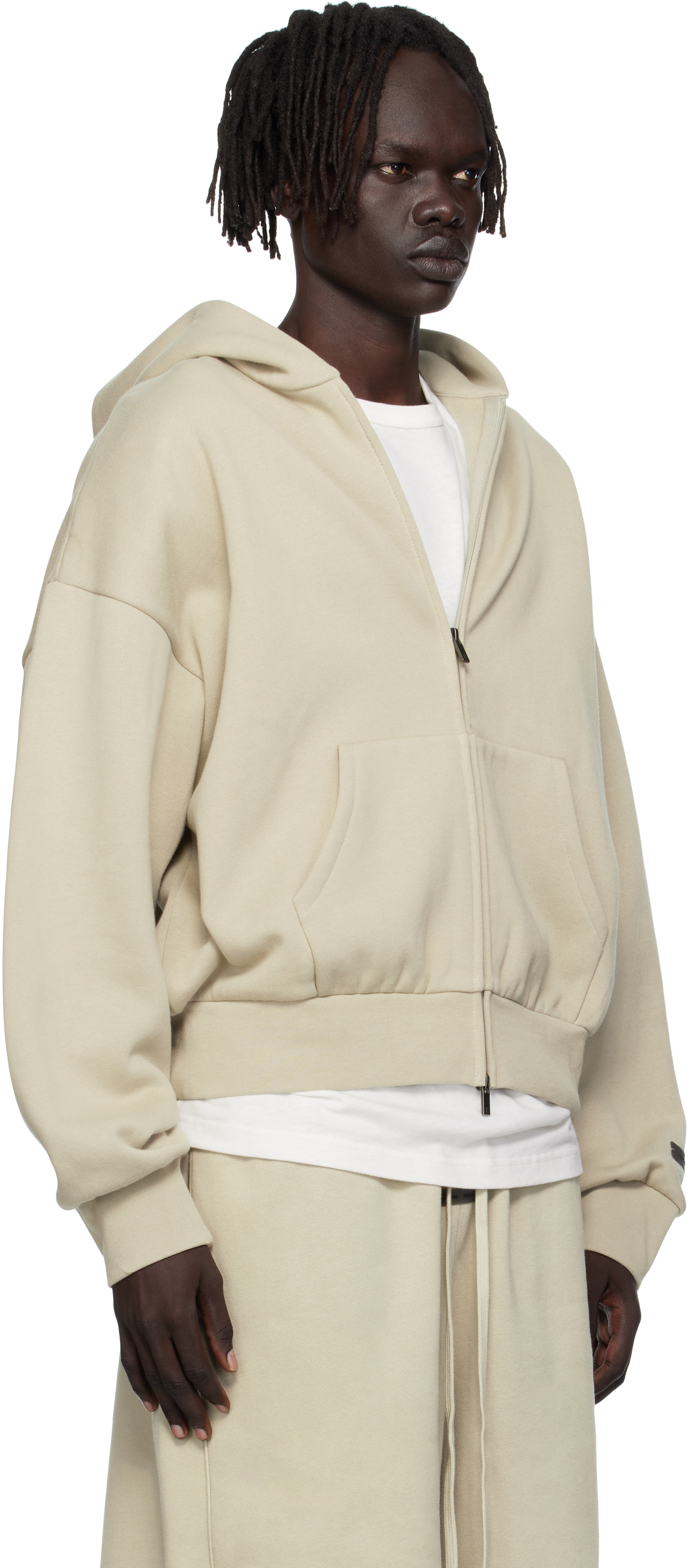 Essentials Taupe Classic Fit Fleece Zip-up Hoodie In Gray