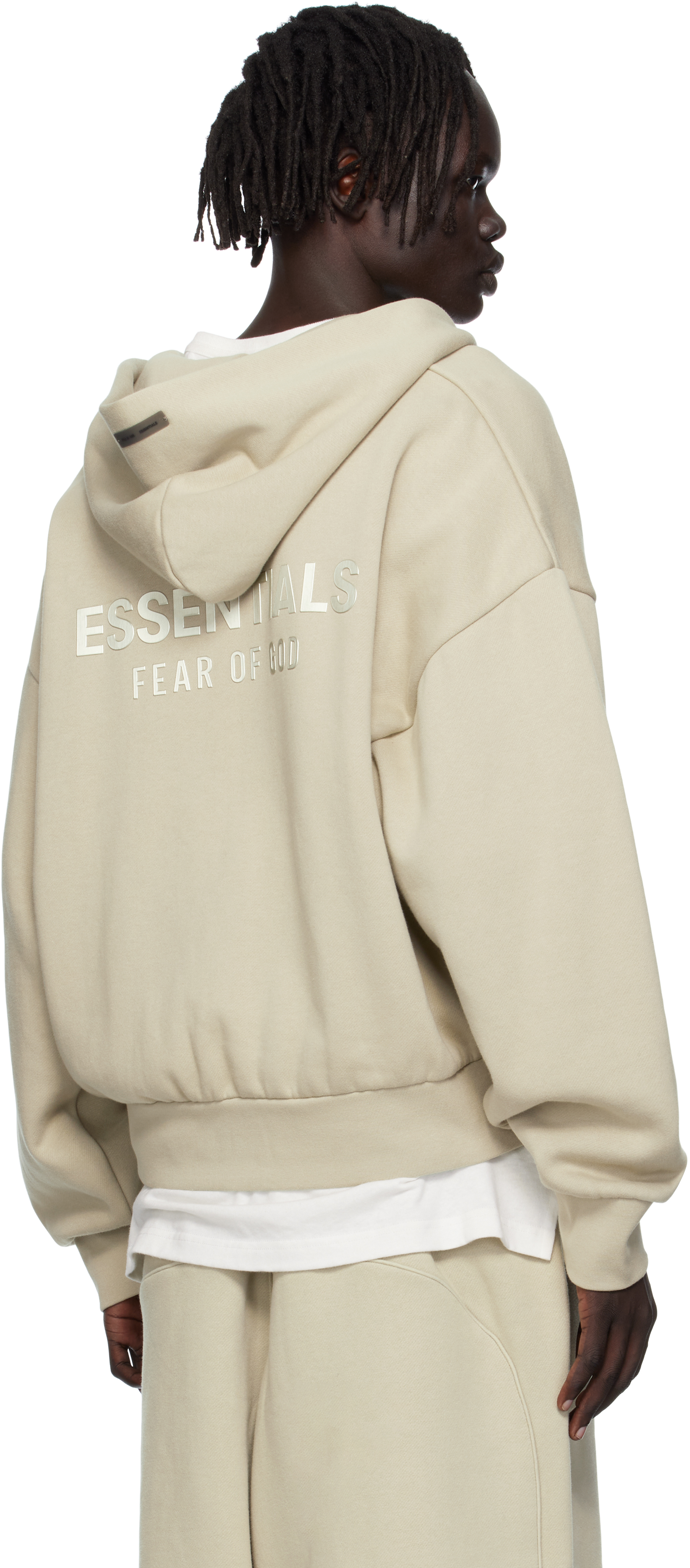 Essentials Taupe Classic Fit Fleece Zip-up Hoodie In Gray