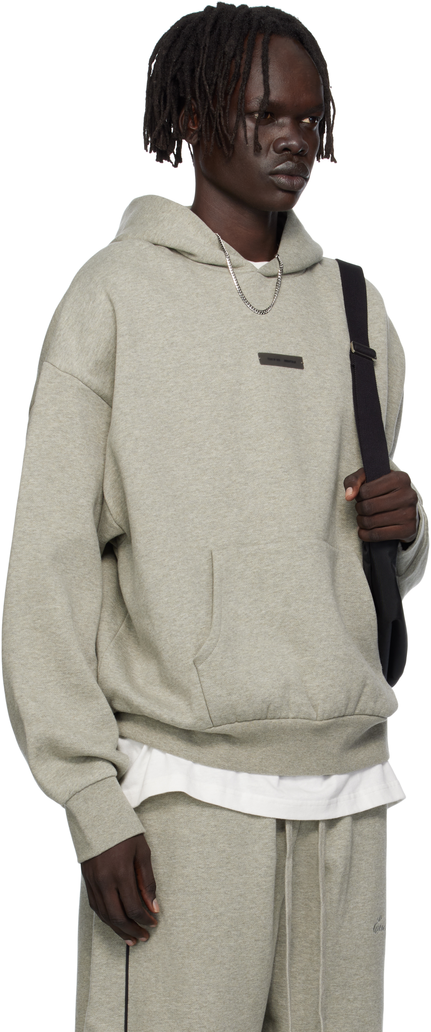 Essentials Gray Classic Fit Fleece Hoodie In Neutral