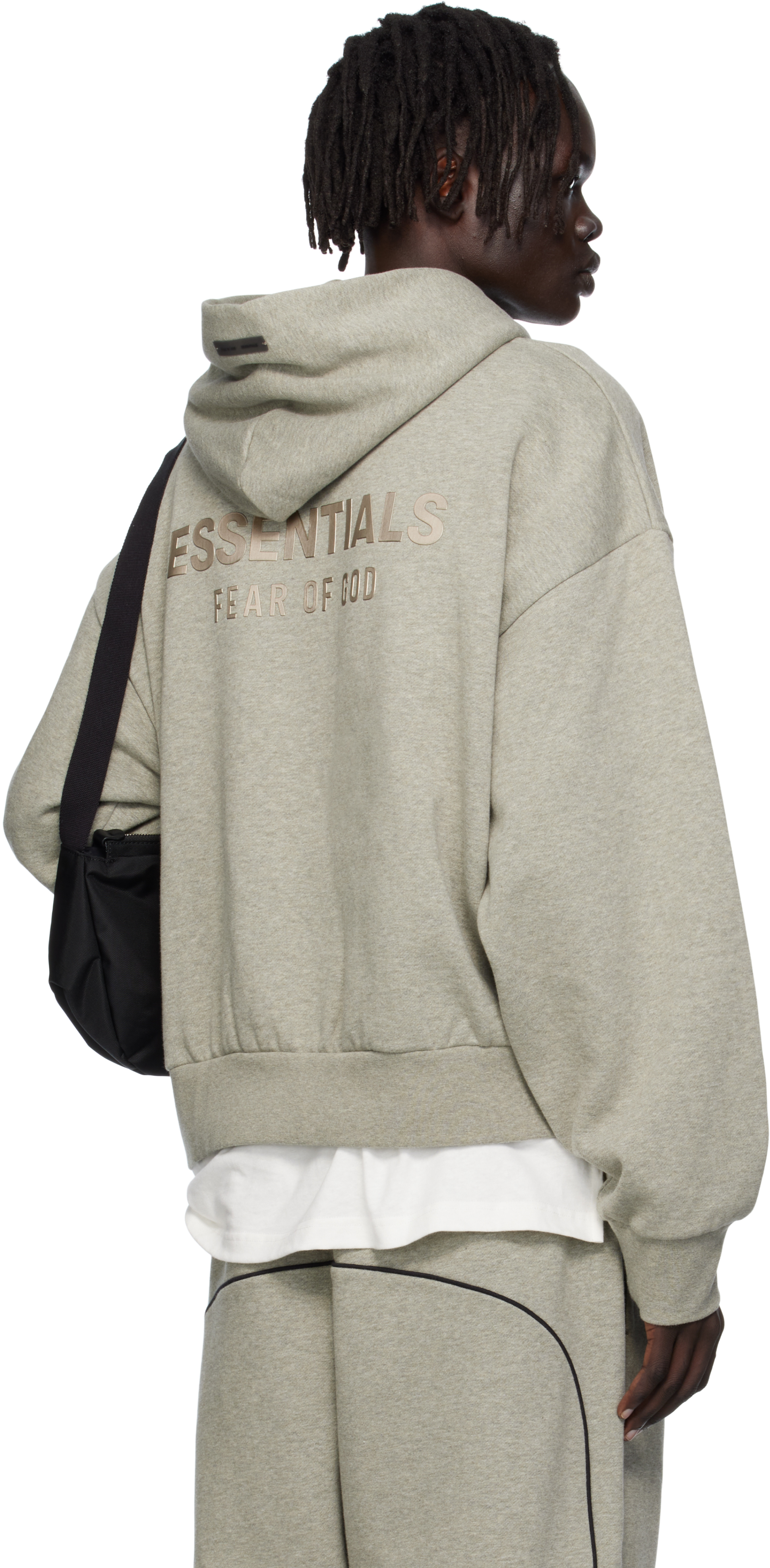 Essentials Gray Classic Fit Fleece Hoodie In Neutral