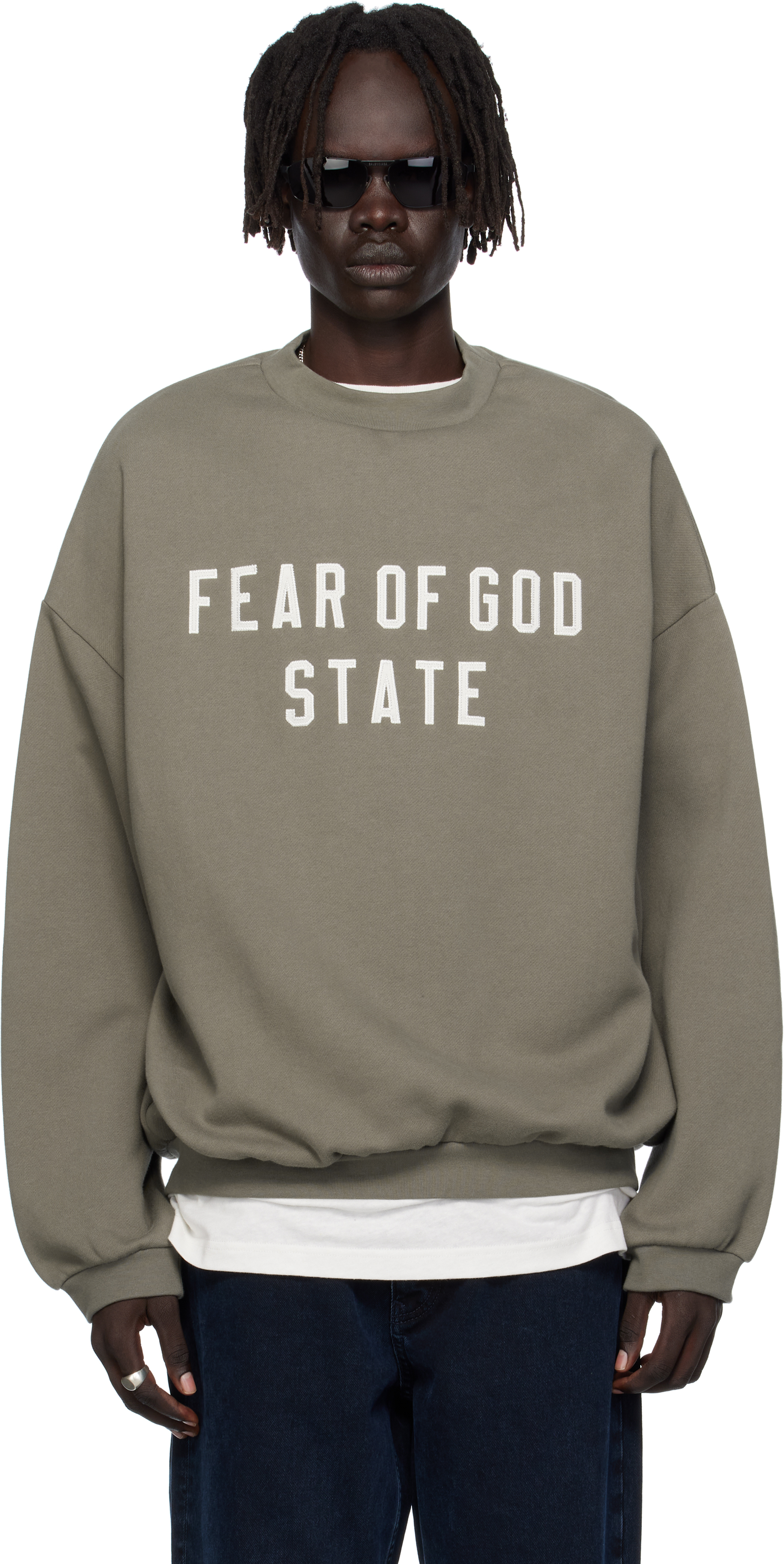 Essentials Gray 90s Fit Fleece Crewneck Sweatshirt In Gold