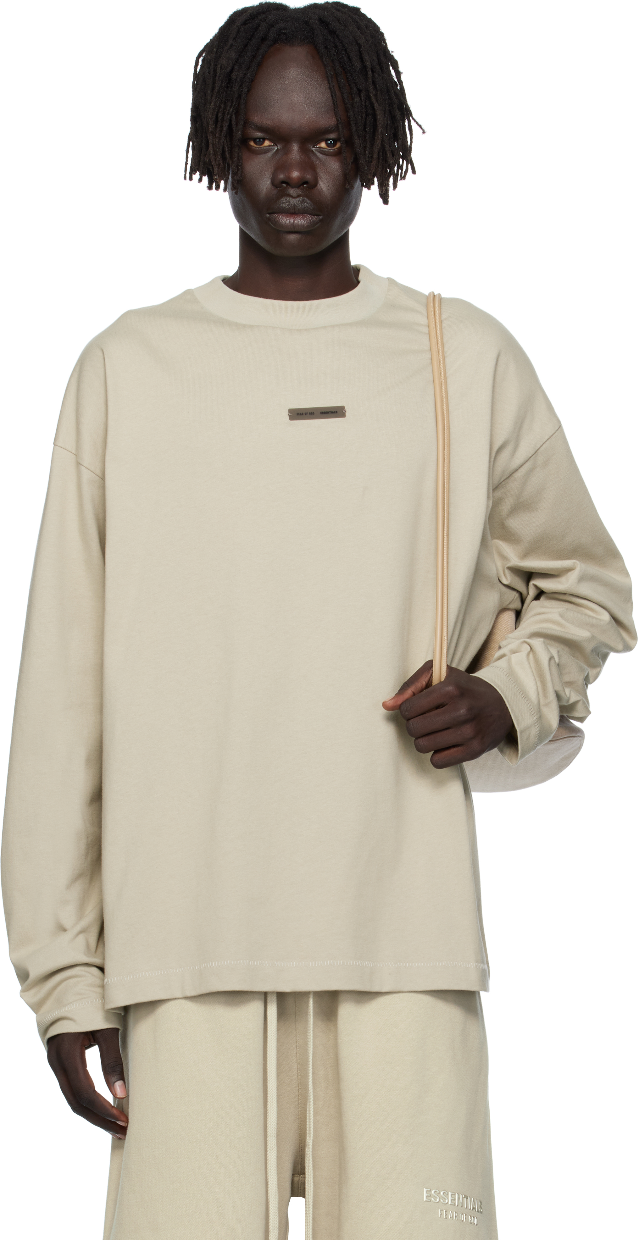 Fear of God ESSENTIALS: Taupe Classic Fit Long Sleeve T-shirt SSENSE