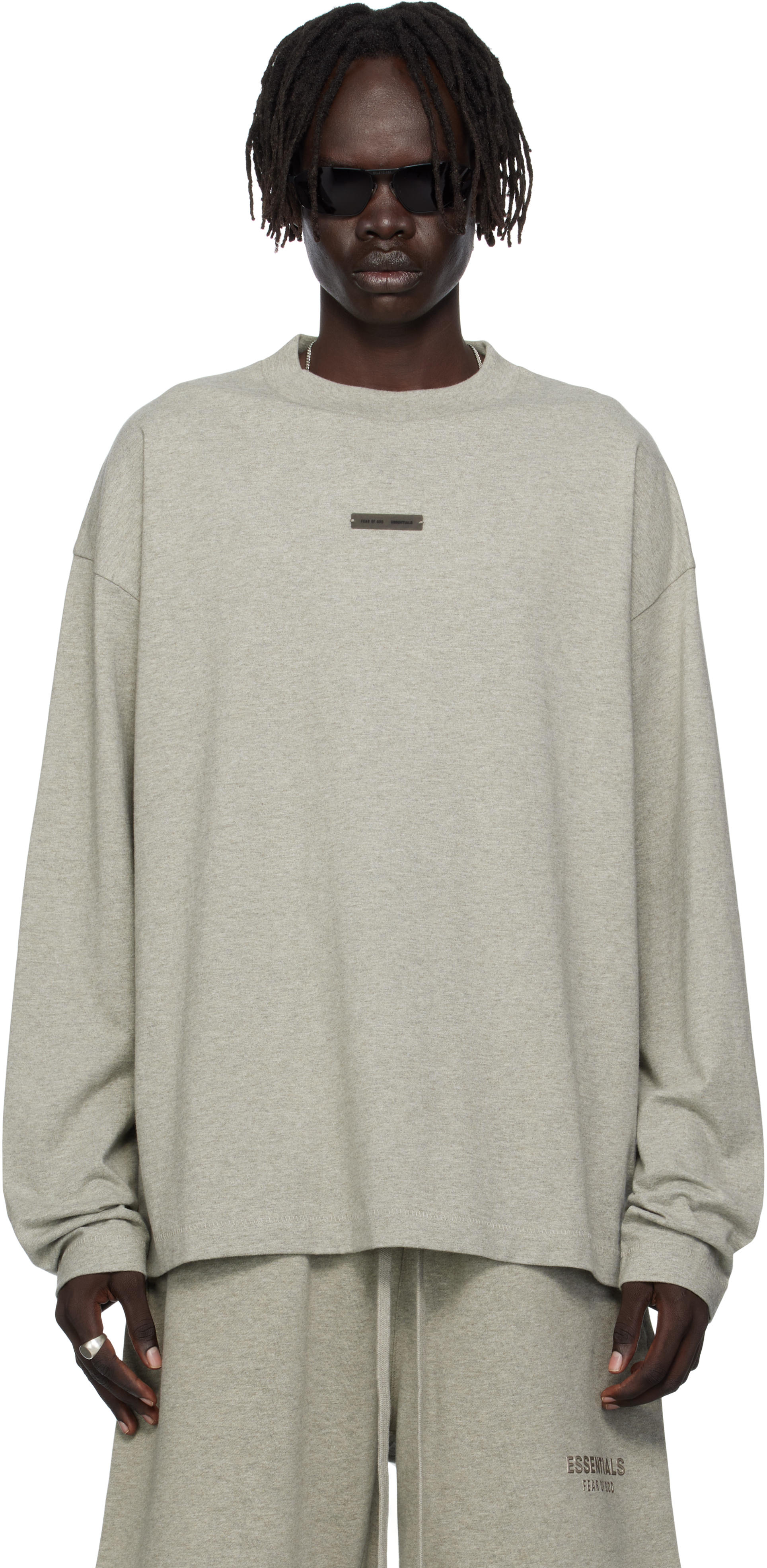 Fear of God ESSENTIALS: Gray Classic Fit Long Sleeve T-shirt