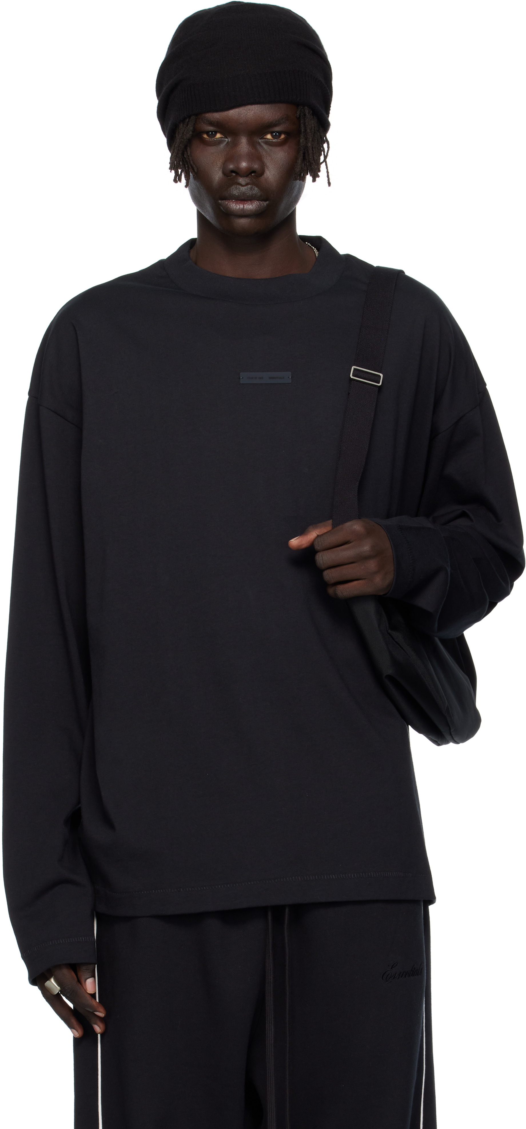 Fear of God ESSENTIALS: Black Classic Fit Long Sleeve T
