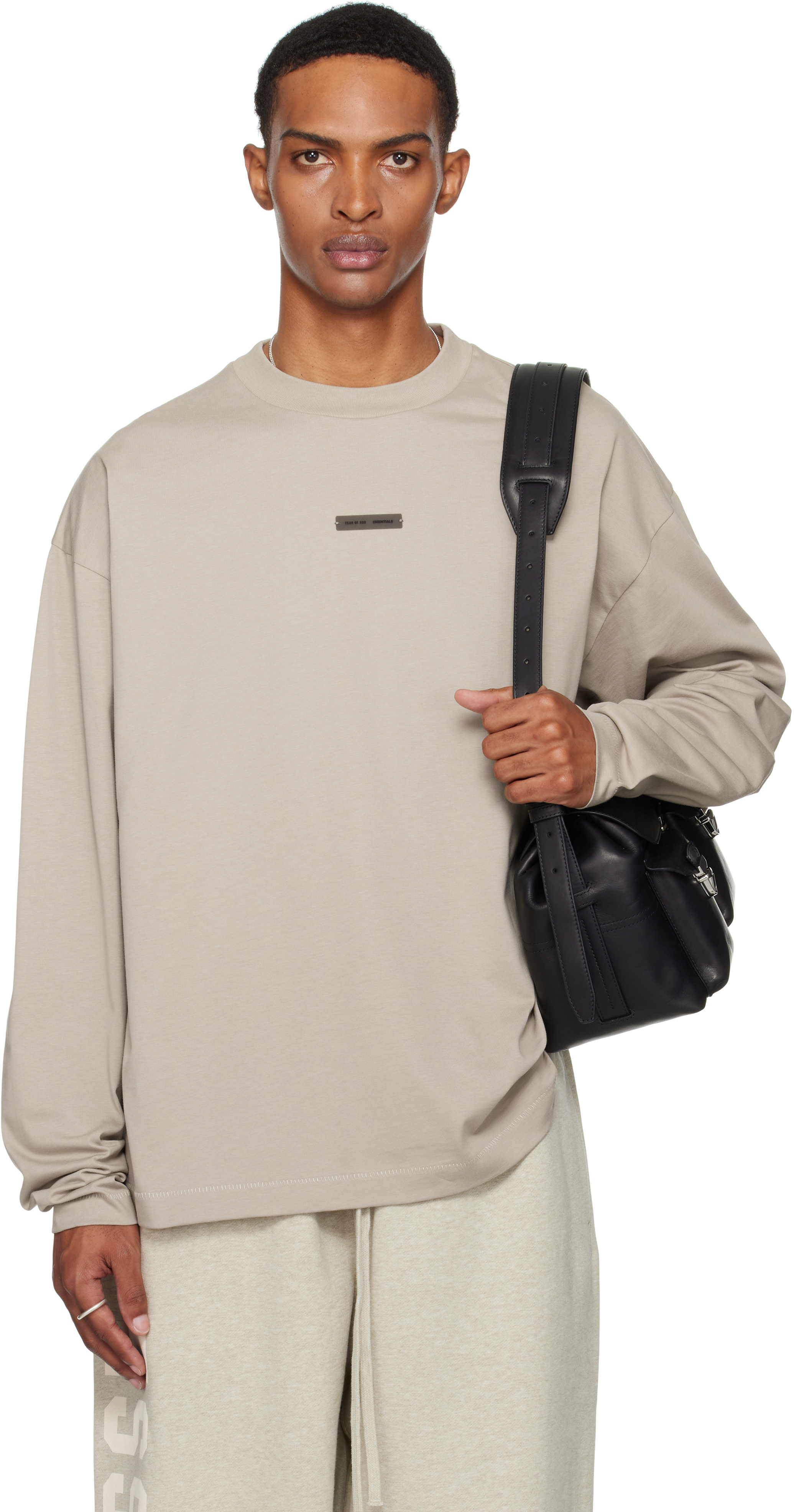 Essentials Taupe Classic Fit Long Sleeve T-shirt