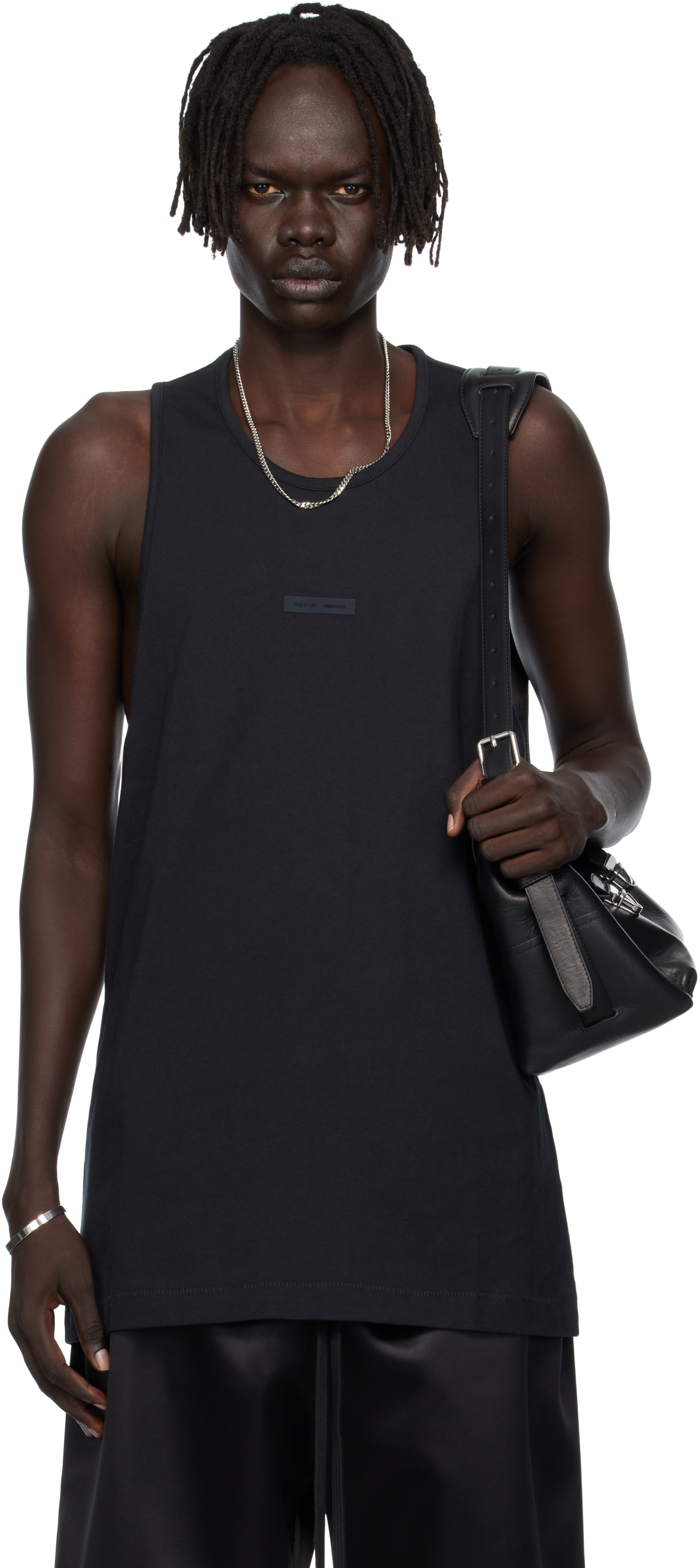 Fear of God ESSENTIALS: Black Vintage Fit Tank Top | SSENSE