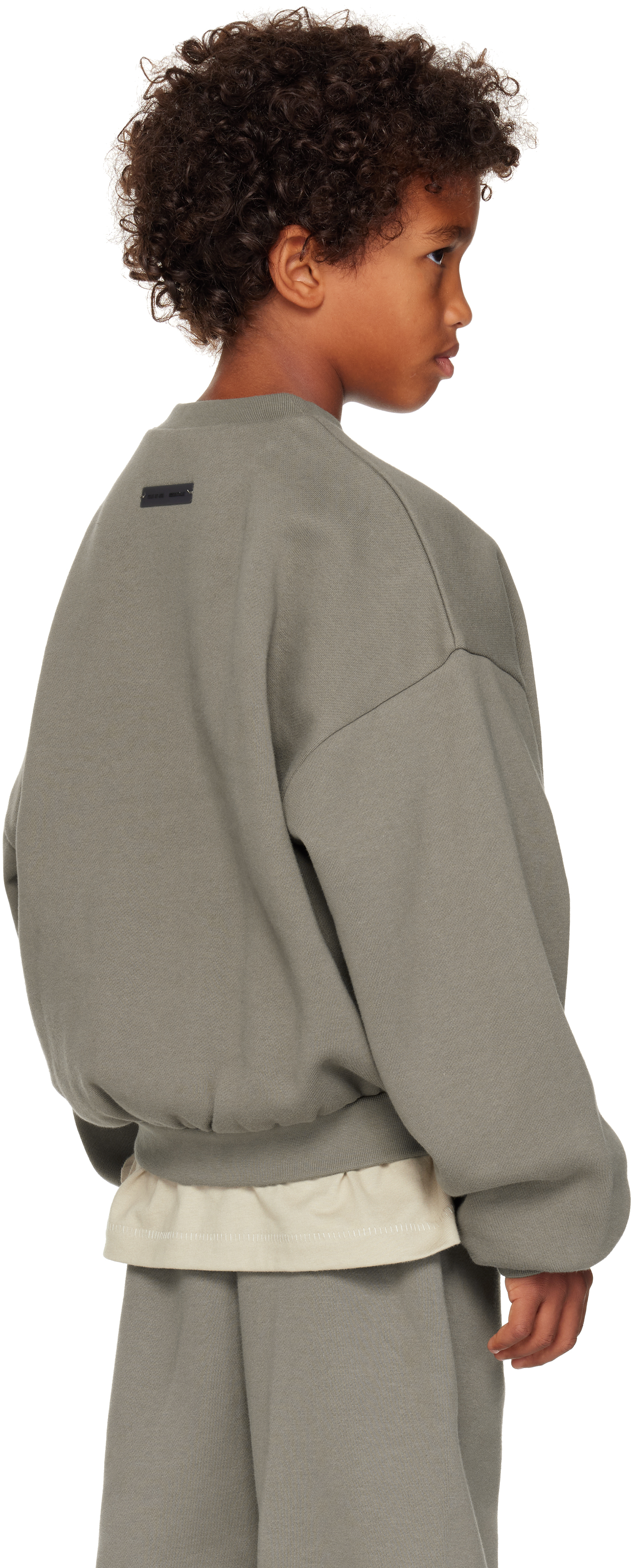 Essentials Kids Gray 90s Fit Fleece Crewneck Sweatshirt In Green