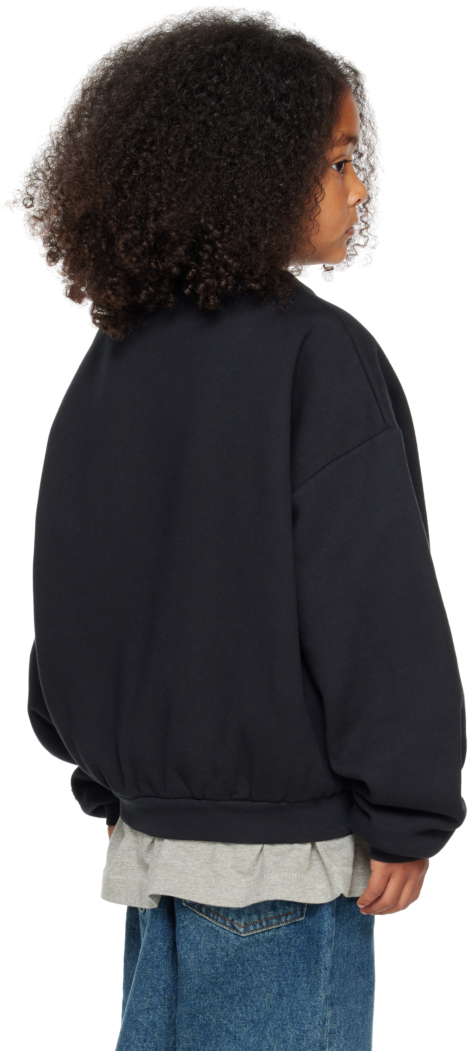 Essentials Kids Black Fleece Crewneck Sweatshirt In Black
