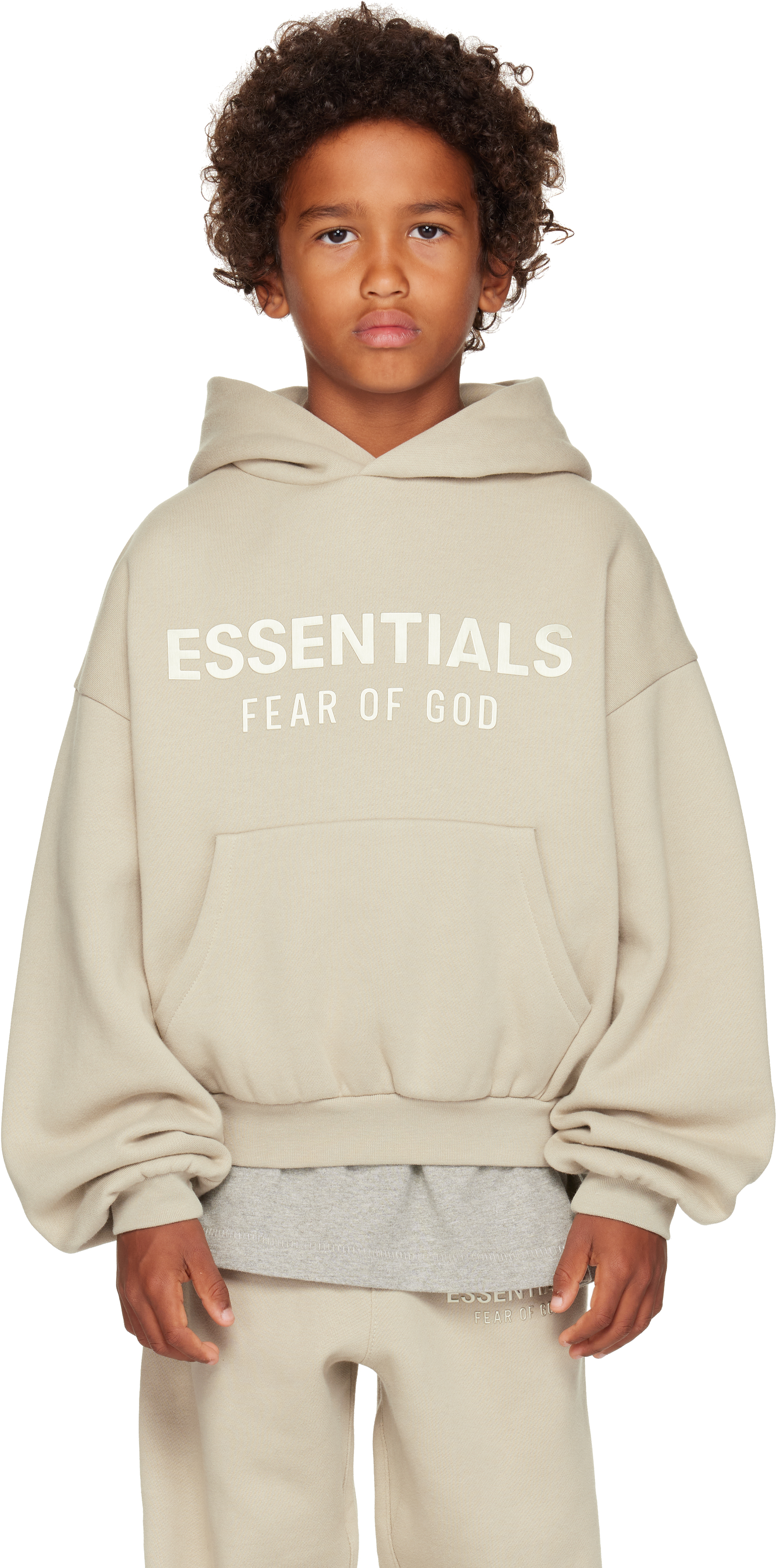 Kids Taupe Fleece Hoodie by Fear of God ESSENTIALS | SSENSE