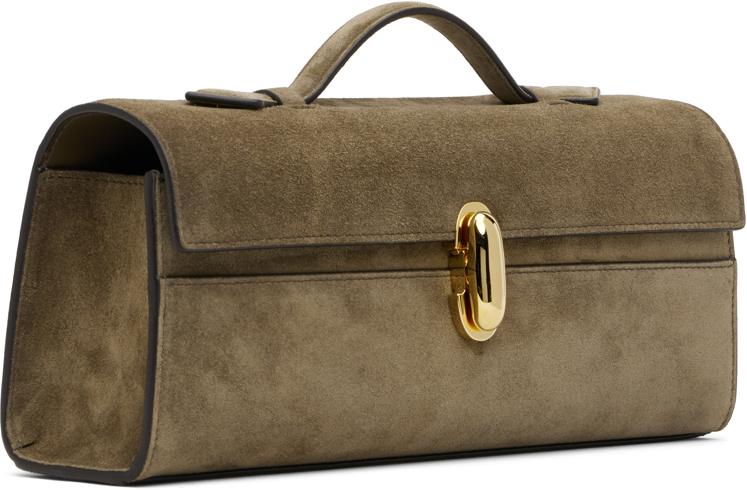 Savette Taupe Slim Symmetry Pochette Bag